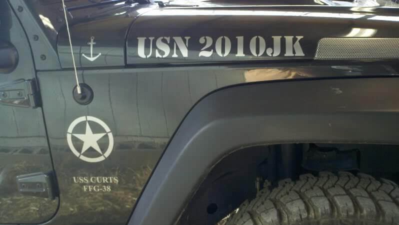 Kit de calcomanías de vinilo militar lateral USN USS Curts FFG-38 para Jeep Wrangler