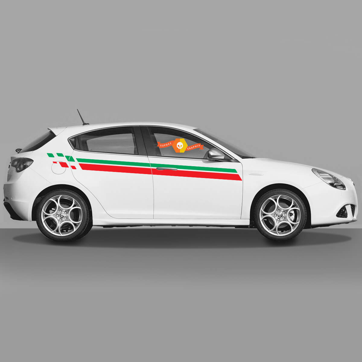 2x Puertas Cuerpo Calcomanía Se adapta a Alfa Romeo Giulietta Calcomanías Vinilo Gráficos Italia Flag Snippet 2021