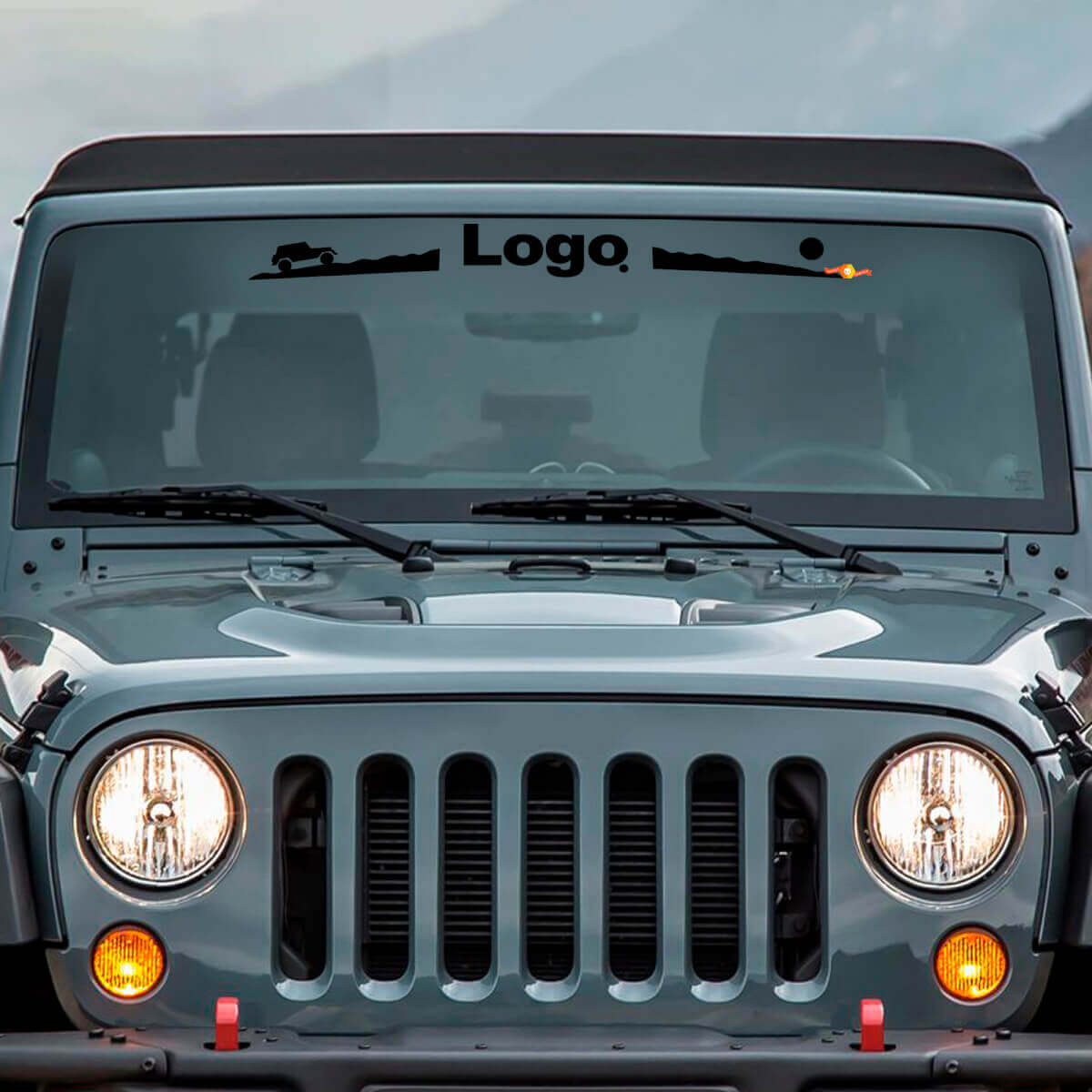 Calcomanía de vinilo para parabrisas con logotipo Mountain Style para Jeep Wrangler Rubicon