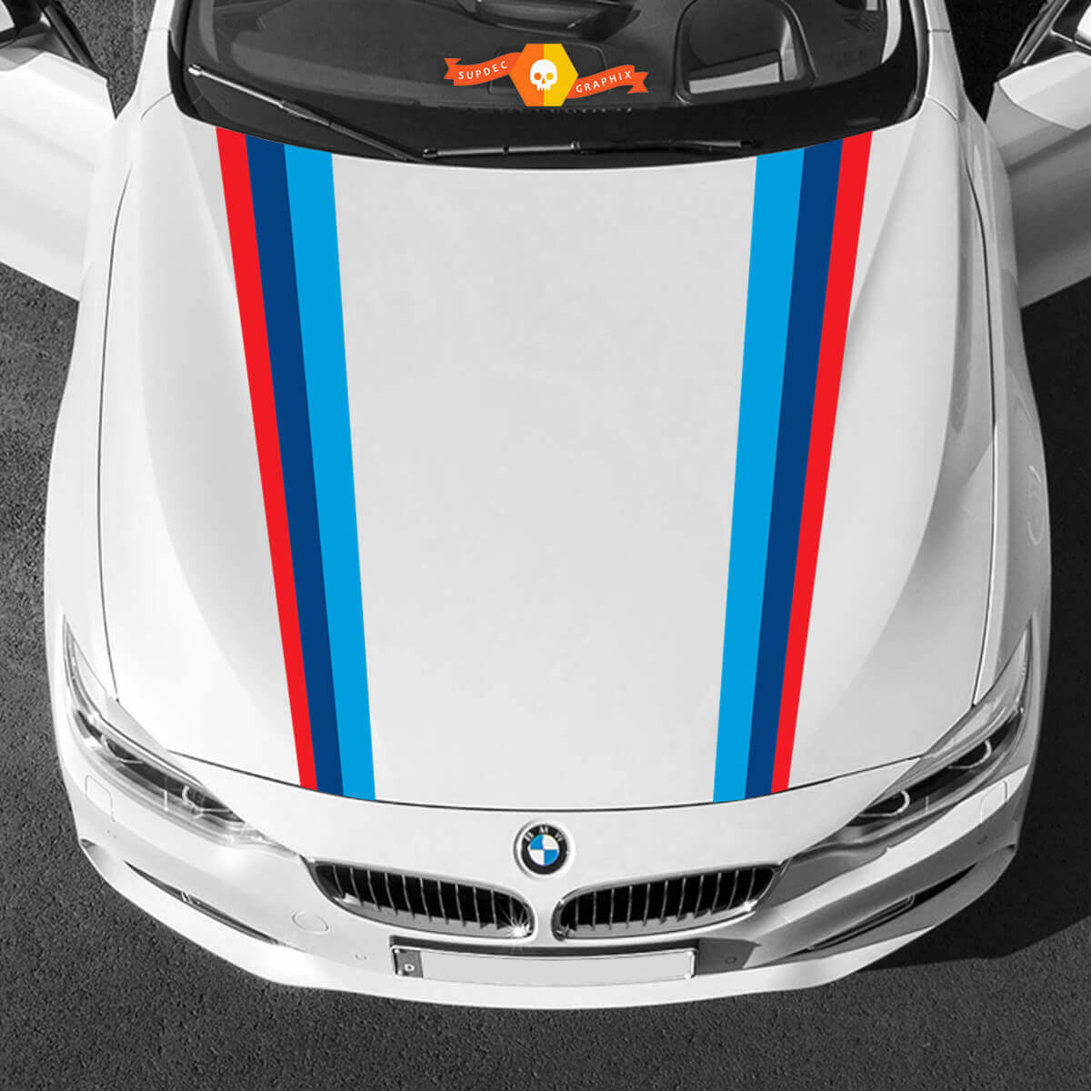 Ambas franjas del capó en colores M para BMW de cualquier generación y modelo
