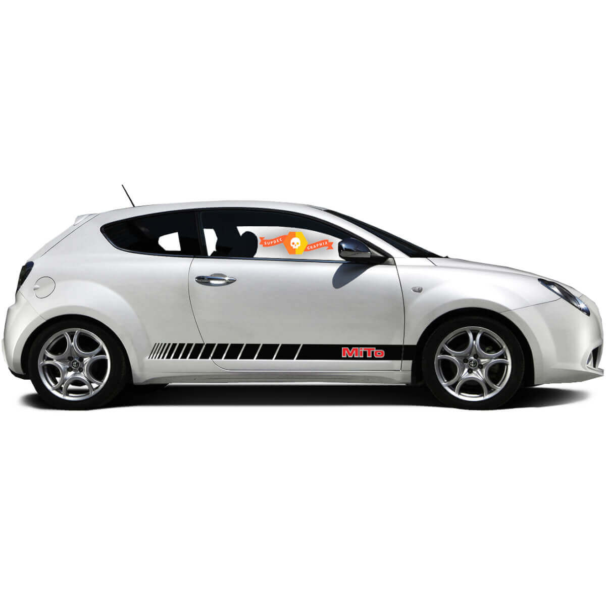 Par de calcomanías de vinilo laterales Pegatinas gráficas de panel lateral Alfa Romeo MITO 2022 cortadas

