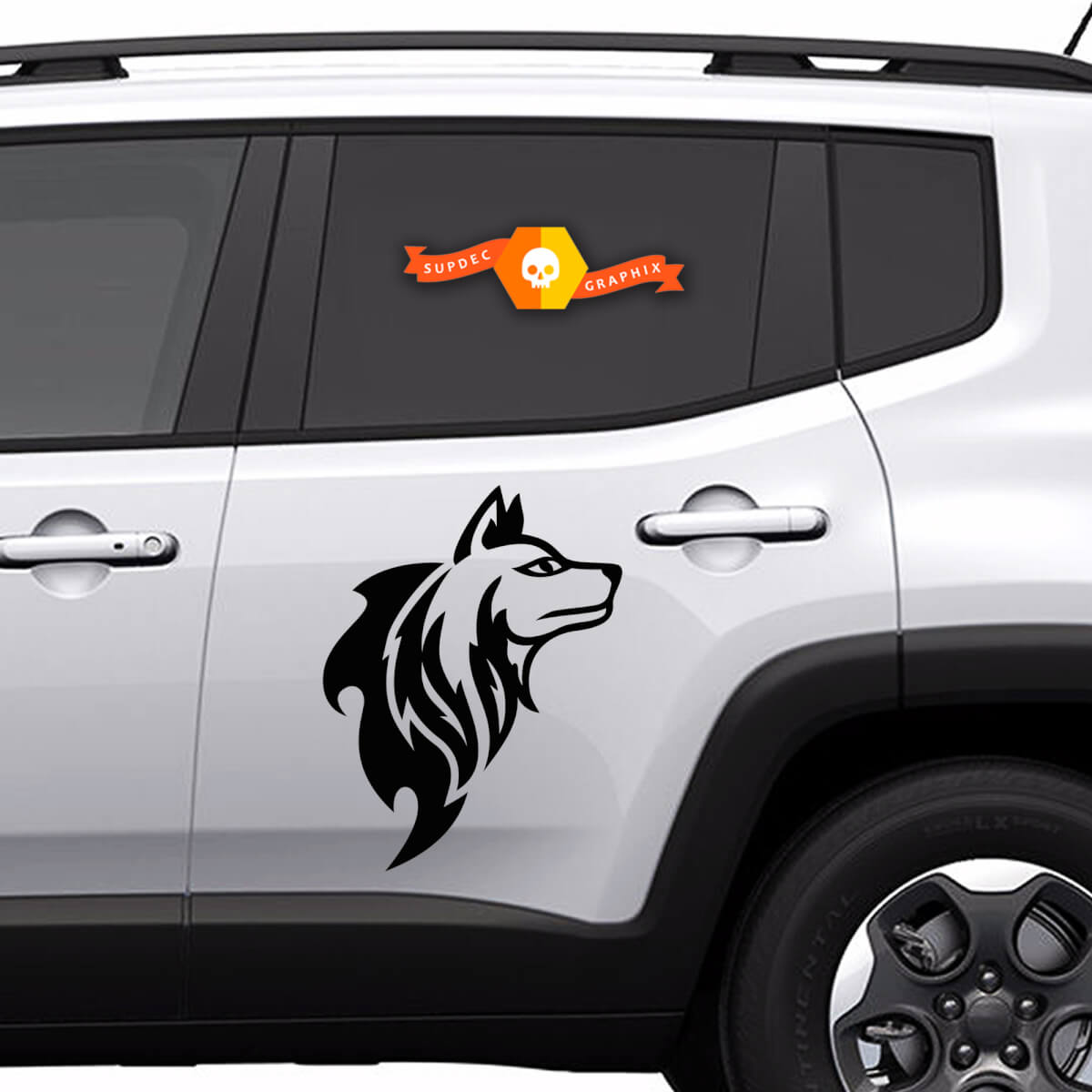 Silhueta de Perro Estilo Tribal Pegatina Vinilo Lateral para Jeep Renegade