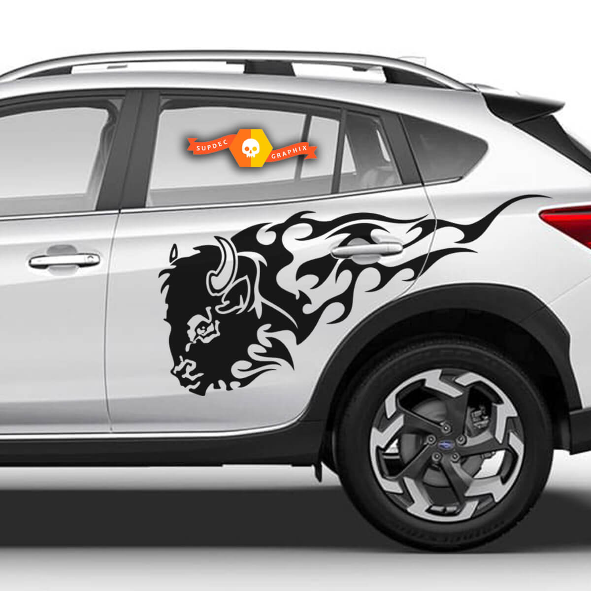 Calcomanías de vinilo Pegatinas gráficas side сar Toyota flaming bull dibujo nuevo 2022
