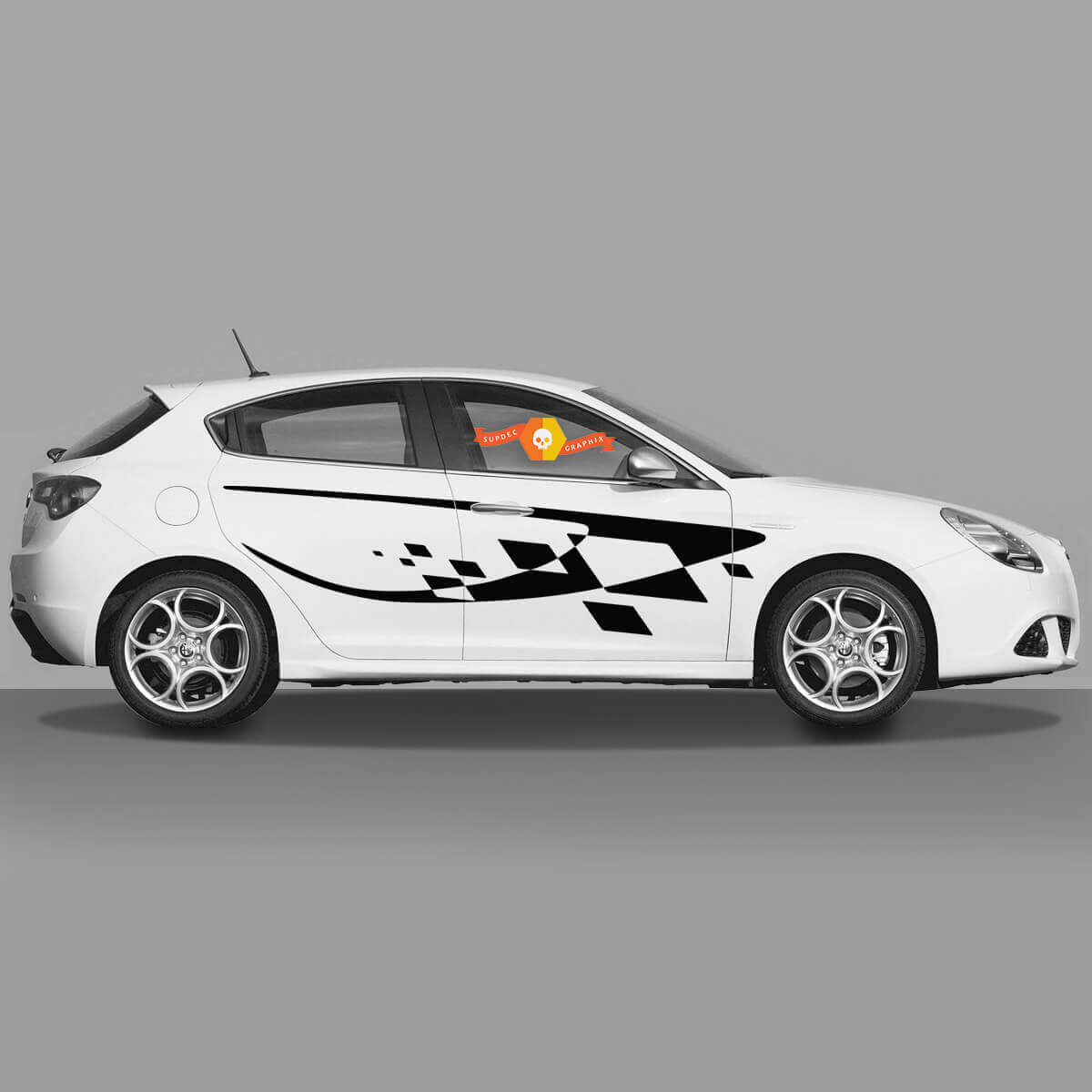 Pegatina de vinilo a cuadros para puertas laterales, calcomanías laterales Alfa Romeo estilo moderno 2022
