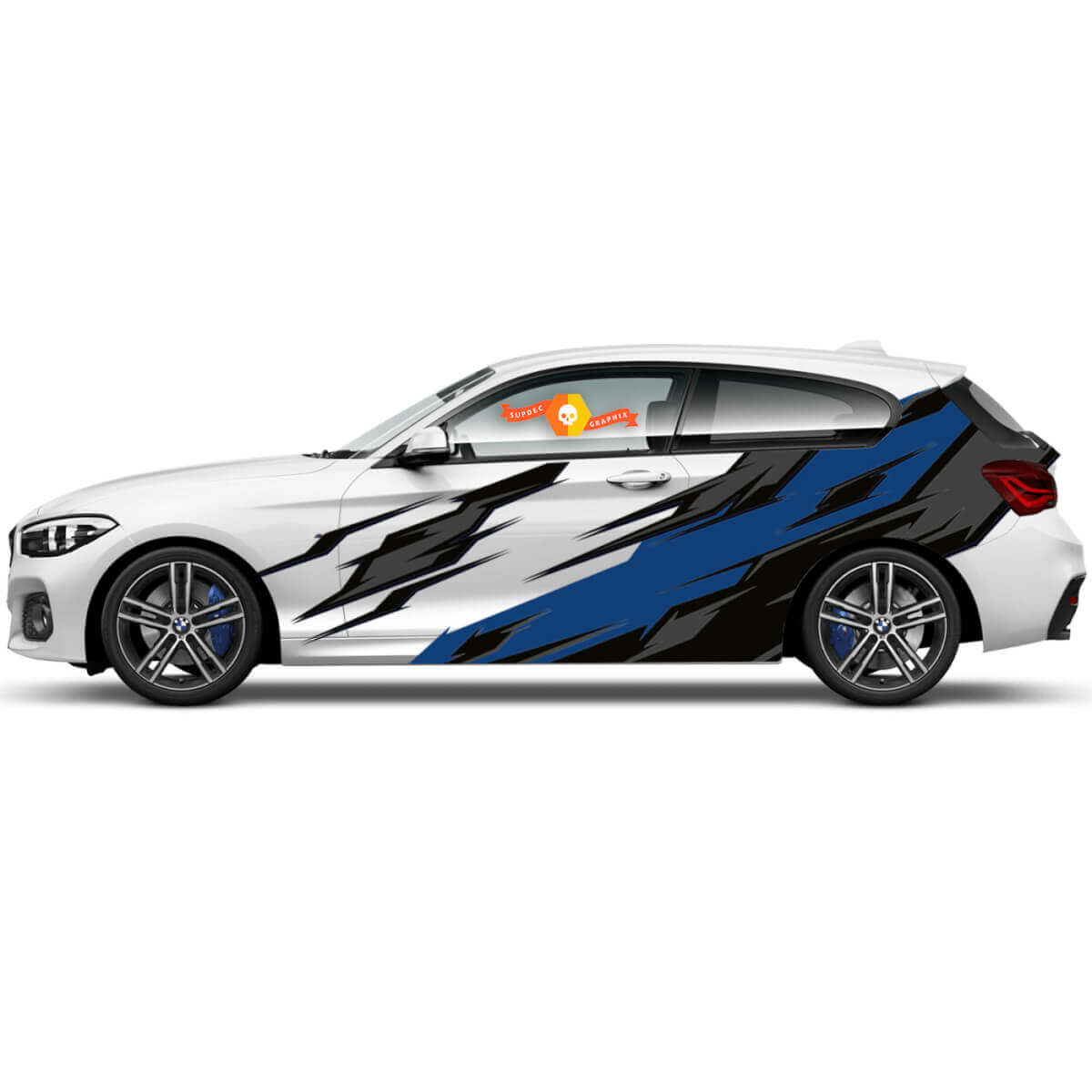 Pegatina de vinilo en pareja Calcomanías gráficas laterales para BMW Serie 1 2015 Ninja Strike

