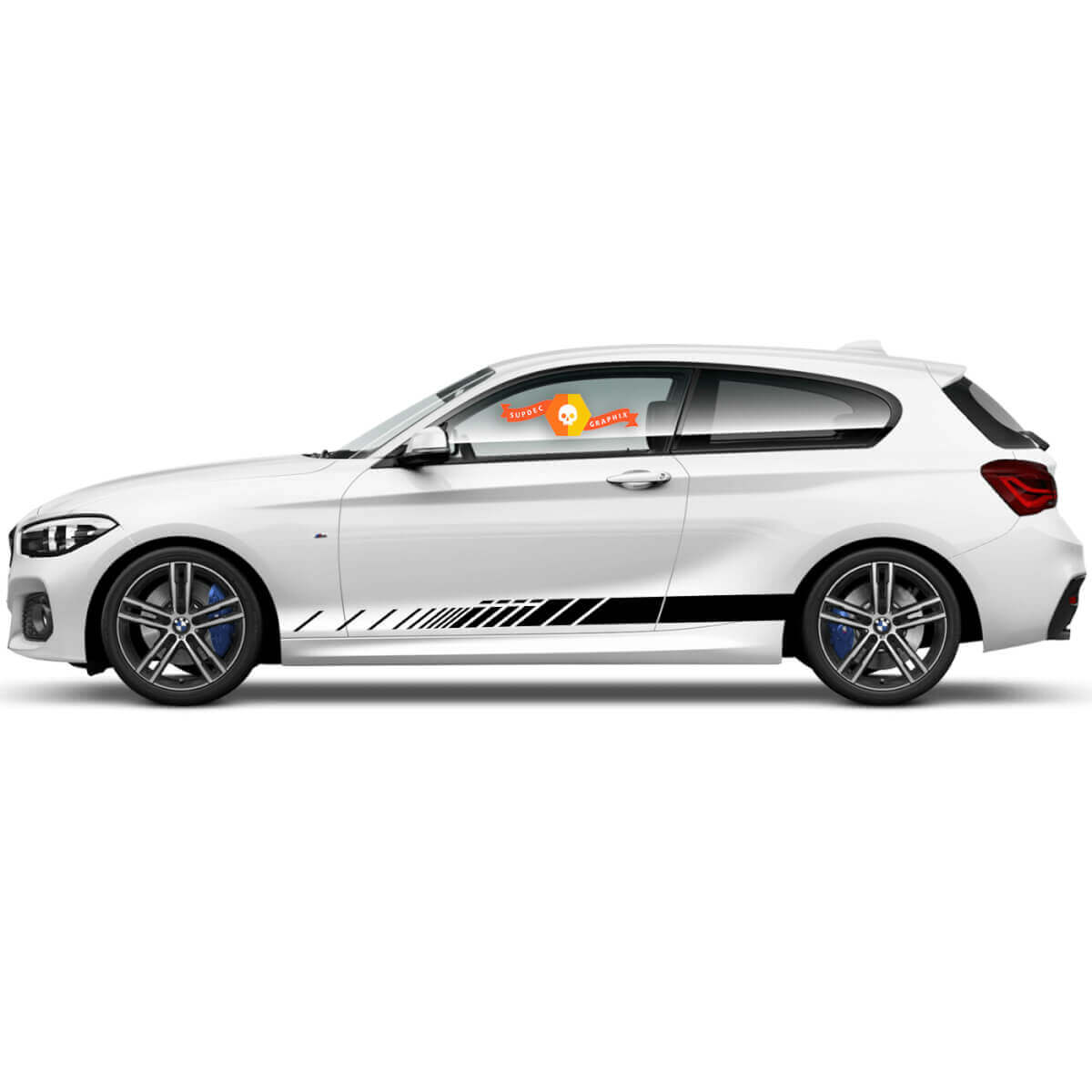 Par de calcomanías de vinilo adhesivo gráfico para el lateral de BMW Serie 1 2015 línea clásica del panel lateral.
