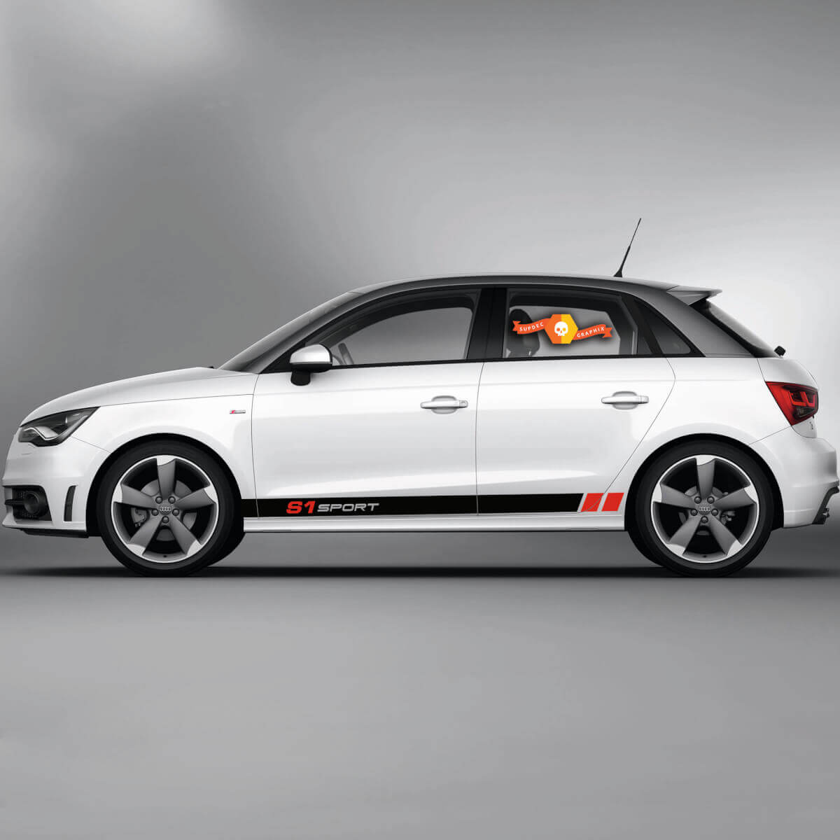 2x Calcomanías de vinilo Pegatinas gráficas Audi A1 Franja lateral S1 de carreras 2022
