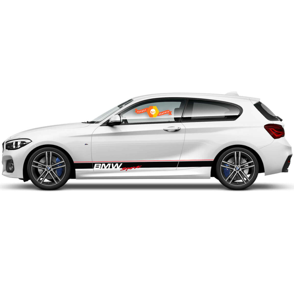Par de calcomanías de vinilo gráfico adhesivos laterales bmw 1 series 2015 Panel lateral SPORT
