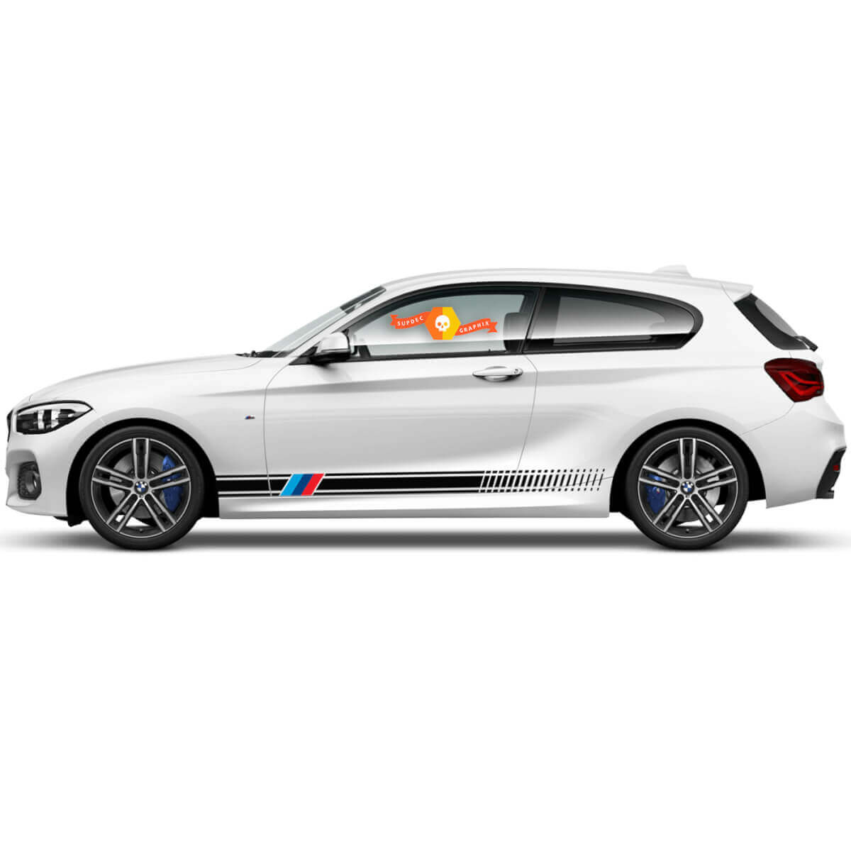 Par de calcomanías de vinilo gráfico adhesivos para el lateral del BMW Serie 1 2015 Franja de carreras del panel lateral 2022
