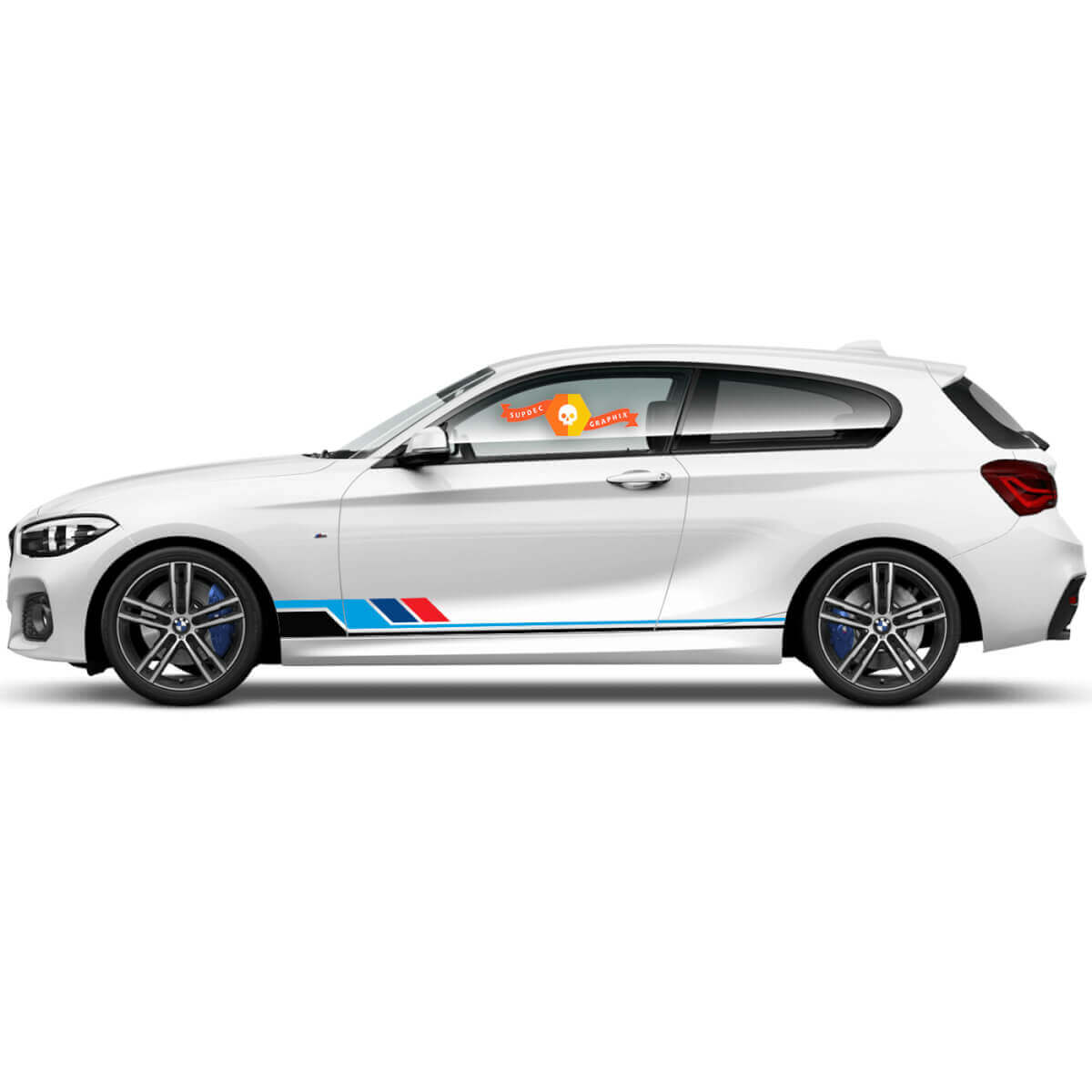2x Calcomanías de vinilo Pegatinas gráficas laterales bmw 1 series 2015 tiras de panel lateral nuevas

