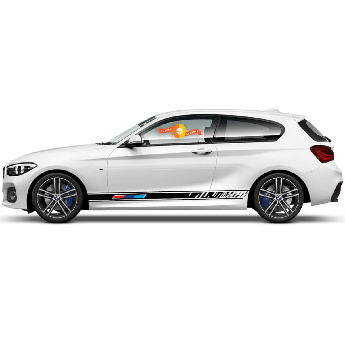 2 x Calcomanías de vinilo Pegatinas gráficas lado bmw 1 series 2015 rayas del panel lateral colapsar
