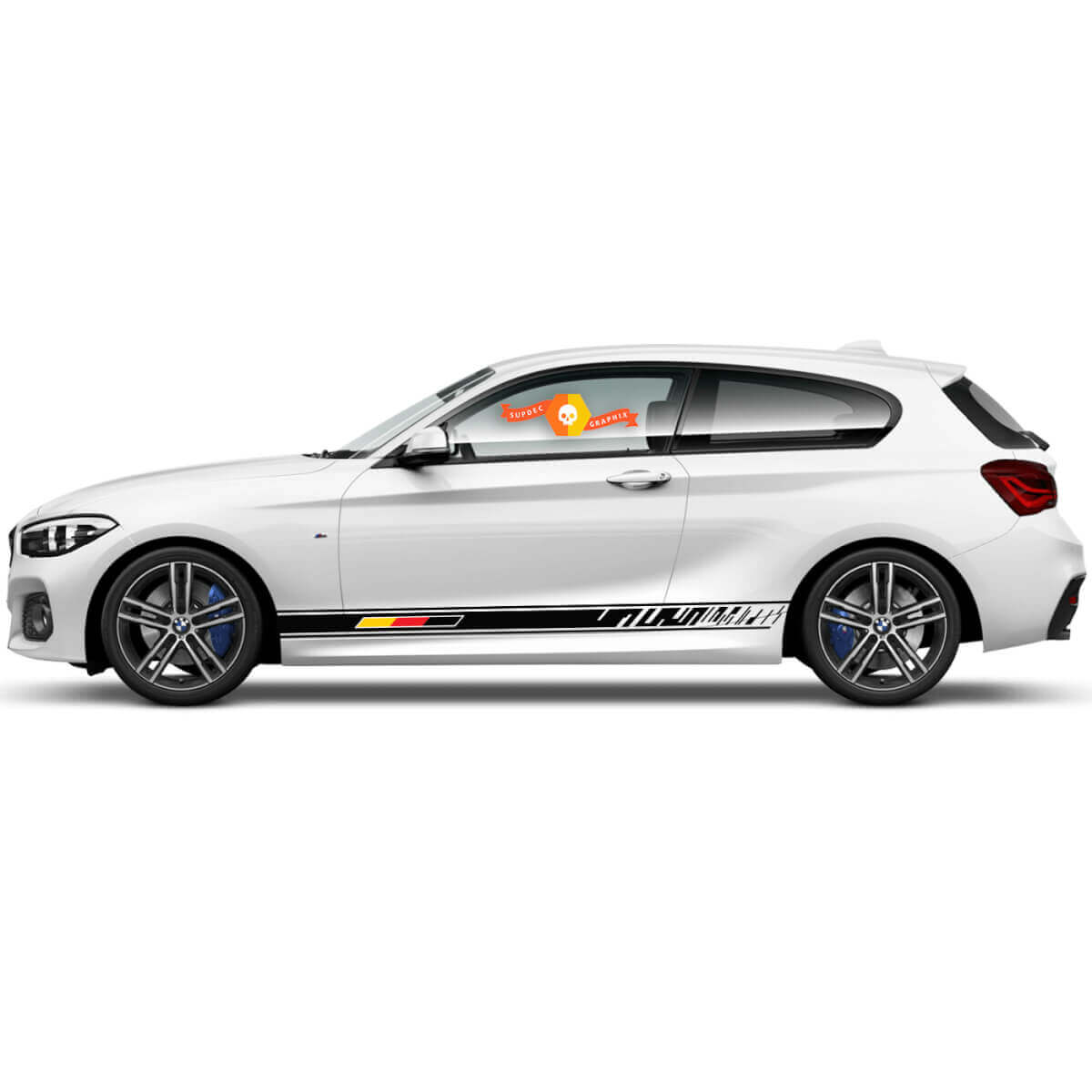 2 x Calcomanías de vinilo Pegatinas gráficas lado bmw 1 series 2015 rayas del panel lateral Alemania
