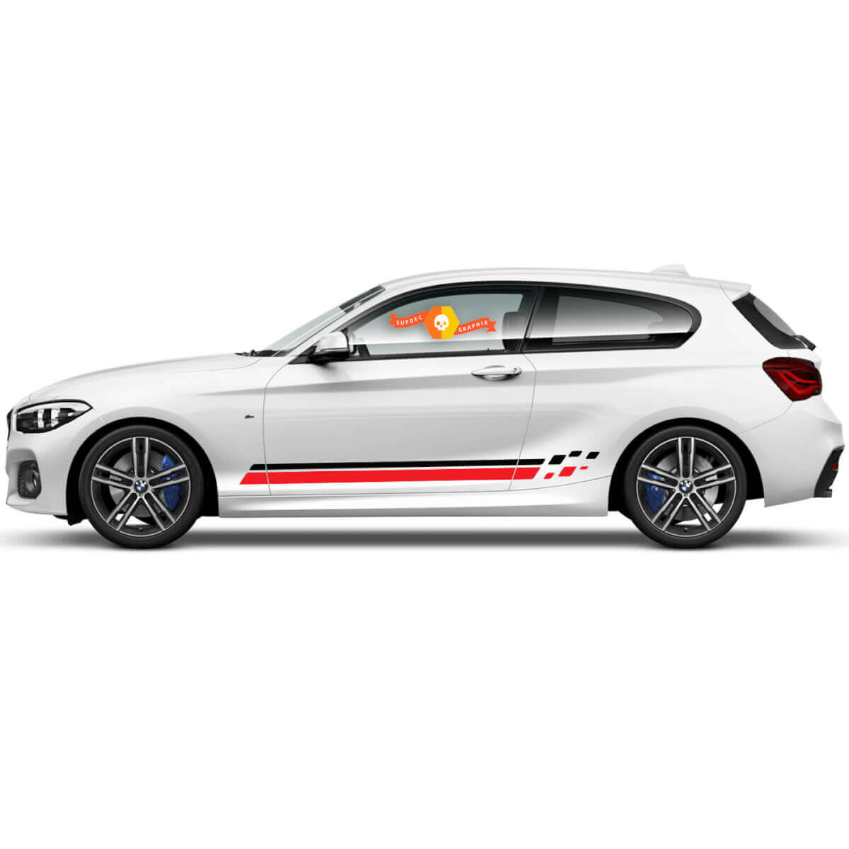 2 x Calcomanías de vinilo Pegatinas gráficas laterales bmw 1 series 2015 rayas de puerta nuevas
