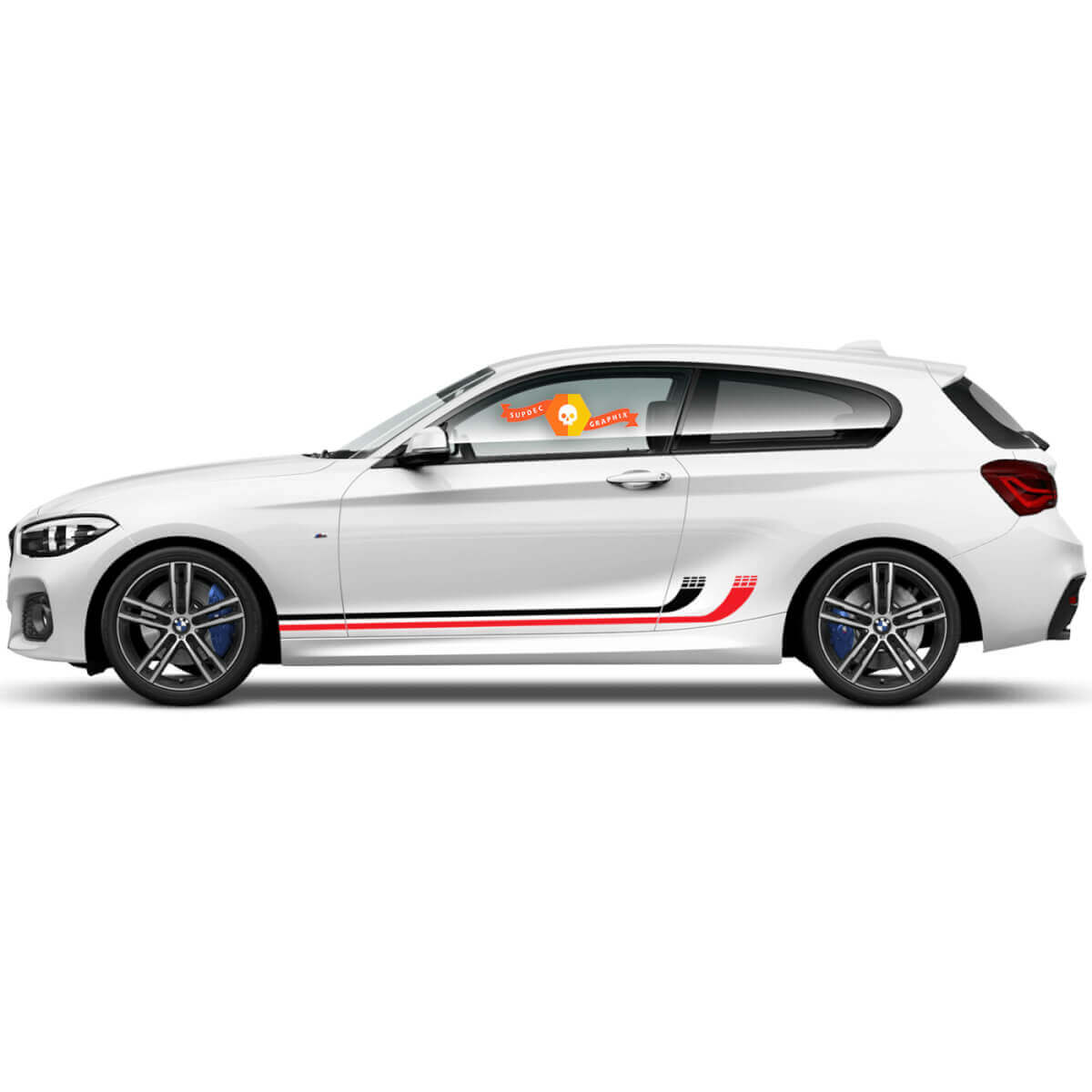 2 x Calcomanías de vinilo Pegatinas gráficas laterales bmw 1 series 2015 rayas curvas nuevas

