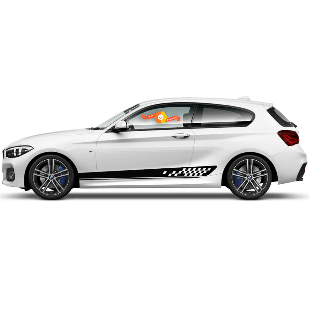 2 x Calcomanías de vinilo Pegatinas gráficas lateral bmw 1 series 2015 panel lateral pista de carreras

