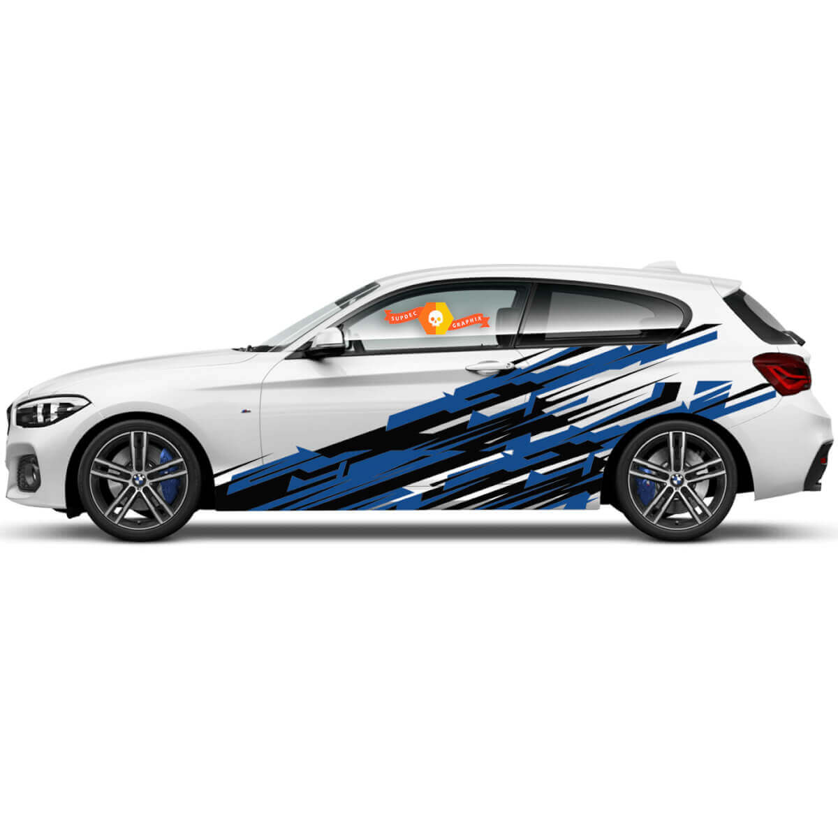 2 x Calcomanías de vinilo Pegatinas gráficas laterales BMW Serie 1 2015 grandes y elegantes
