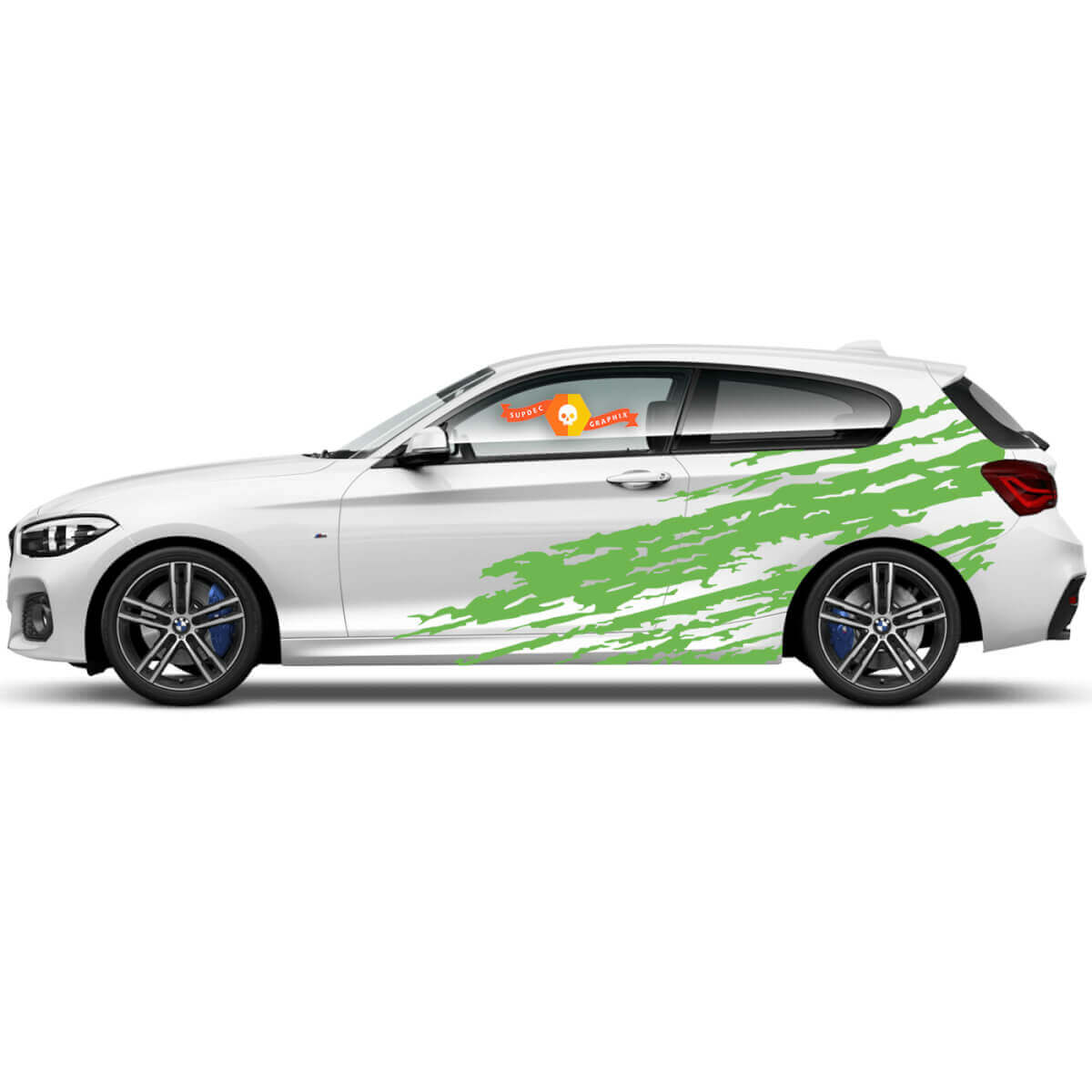 2 x Calcomanías de vinilo Pegatinas gráficas lateral bmw 1 series 2015 eco nuevo
