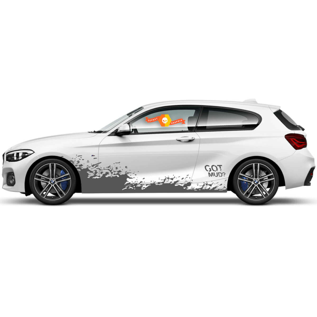 2 x Calcomanías de vinilo Pegatinas gráficas lateral bmw serie 1 2015 dibujo barro volador nuevo
