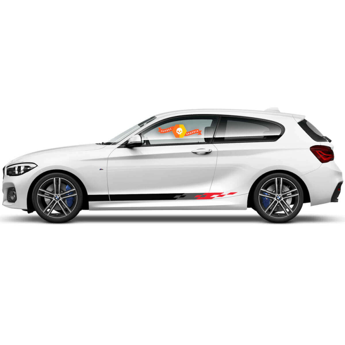 Calcomanía adhesiva de vinilo con franjas laterales de estilo racing para BMW Serie 1 2015