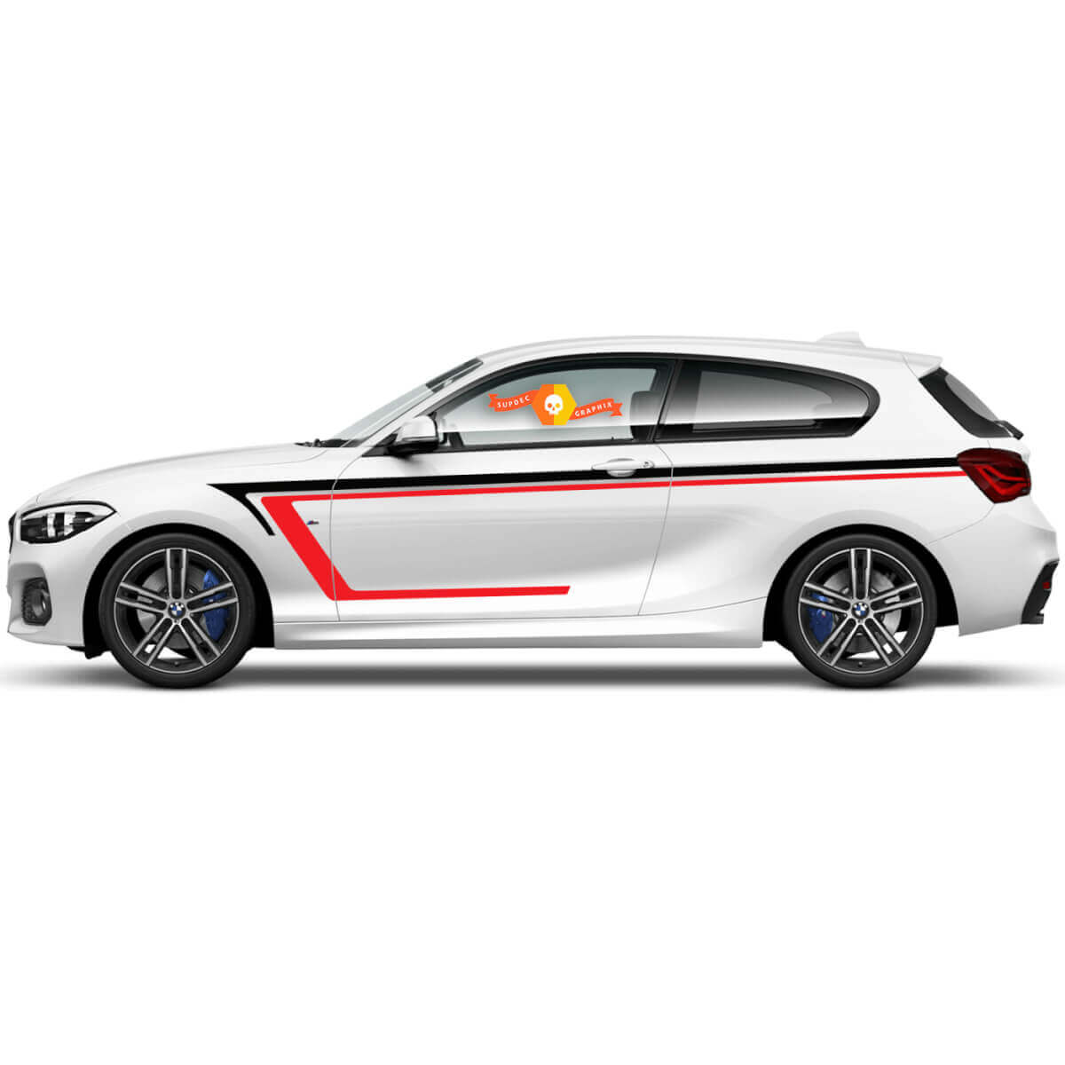 2x Calcomanías de vinilo Pegatinas gráficas lado bmw 1 serie 2015 dibujo de puerta ahora 2022

