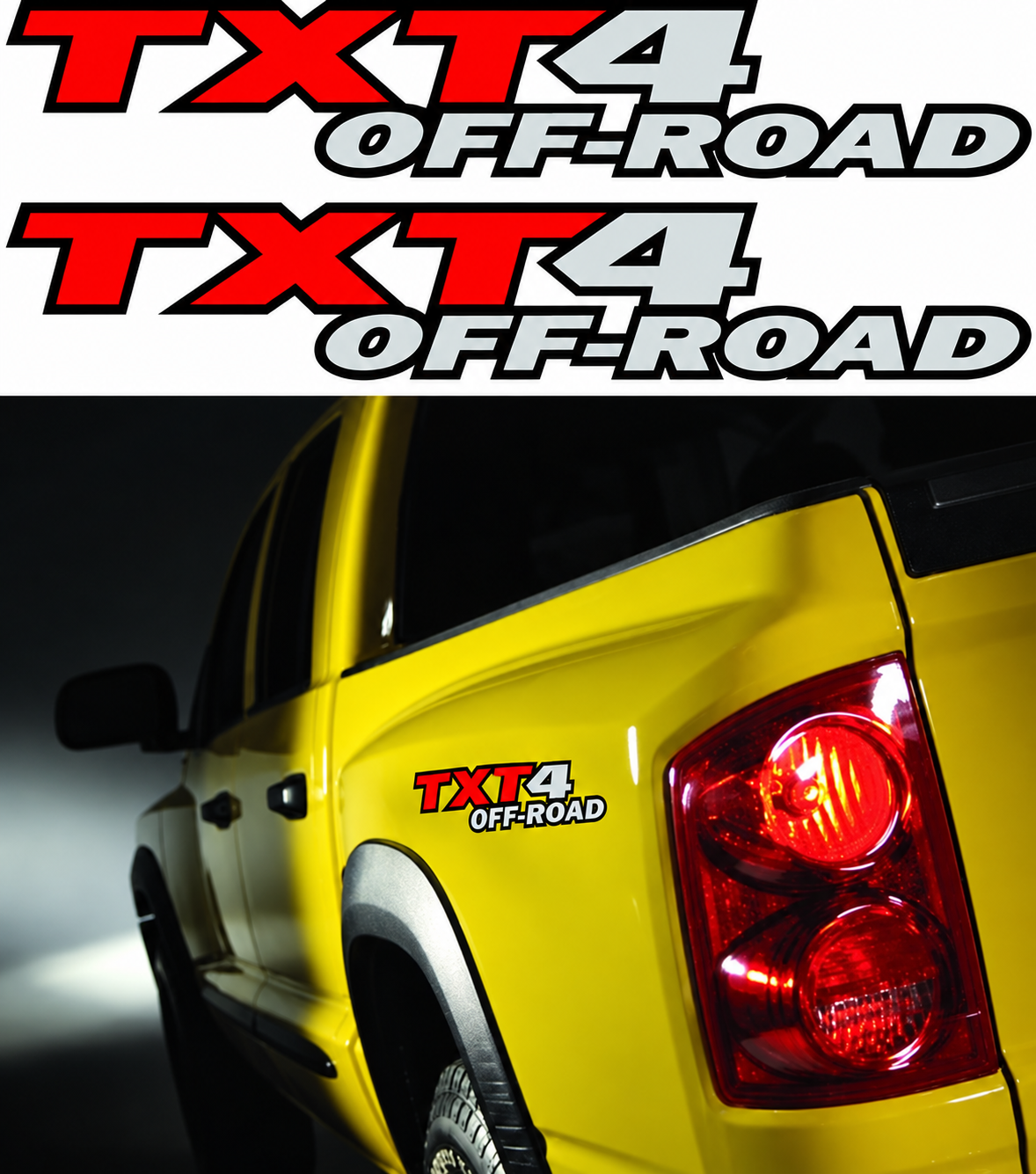 Custom TXT4 Off Road Outline Lettering Lateral de caja Adhesivo de vinilo para Dodge Dakota TRX4