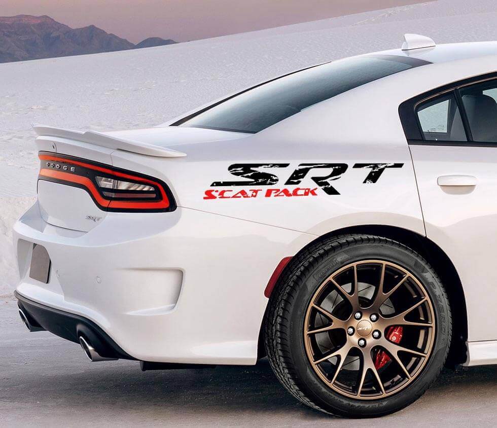 Vinilo lateral envejecido SRT Scat Pack para Dodge Charger o Challenger