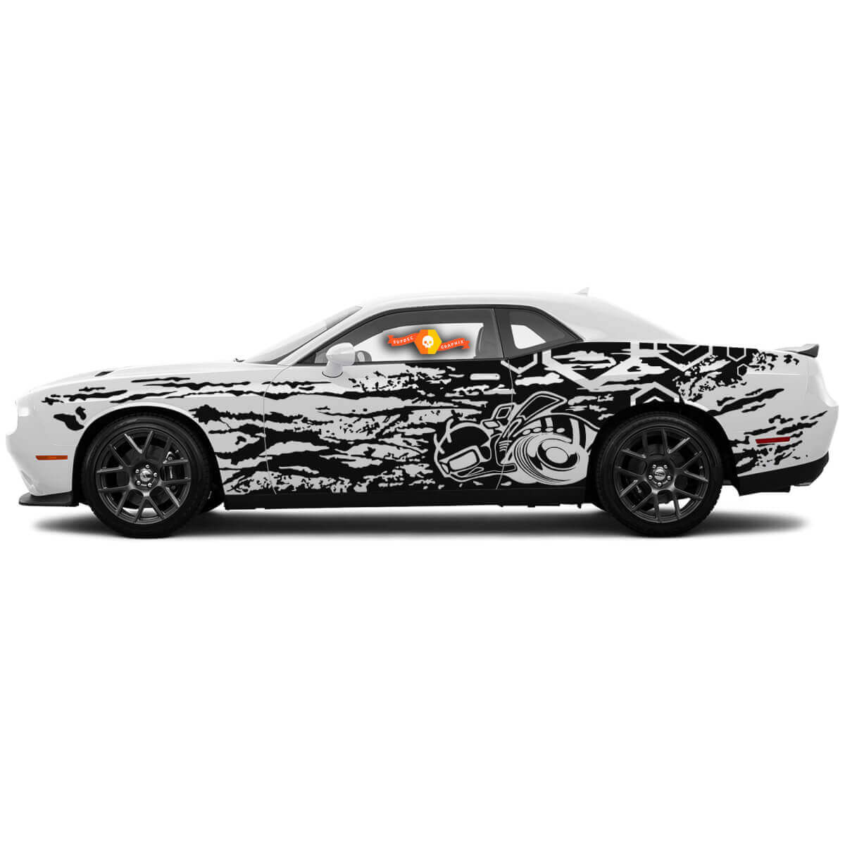 Par de calcomanías laterales en forma de hexágono con diseño Super Bee Grunge para puertas de Dodge Challenger o Charger