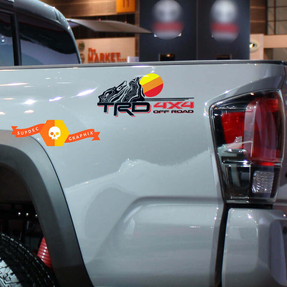 Adhesivo lateral de vinilo vintage con logo topográfico TRD para Toyota Tacoma