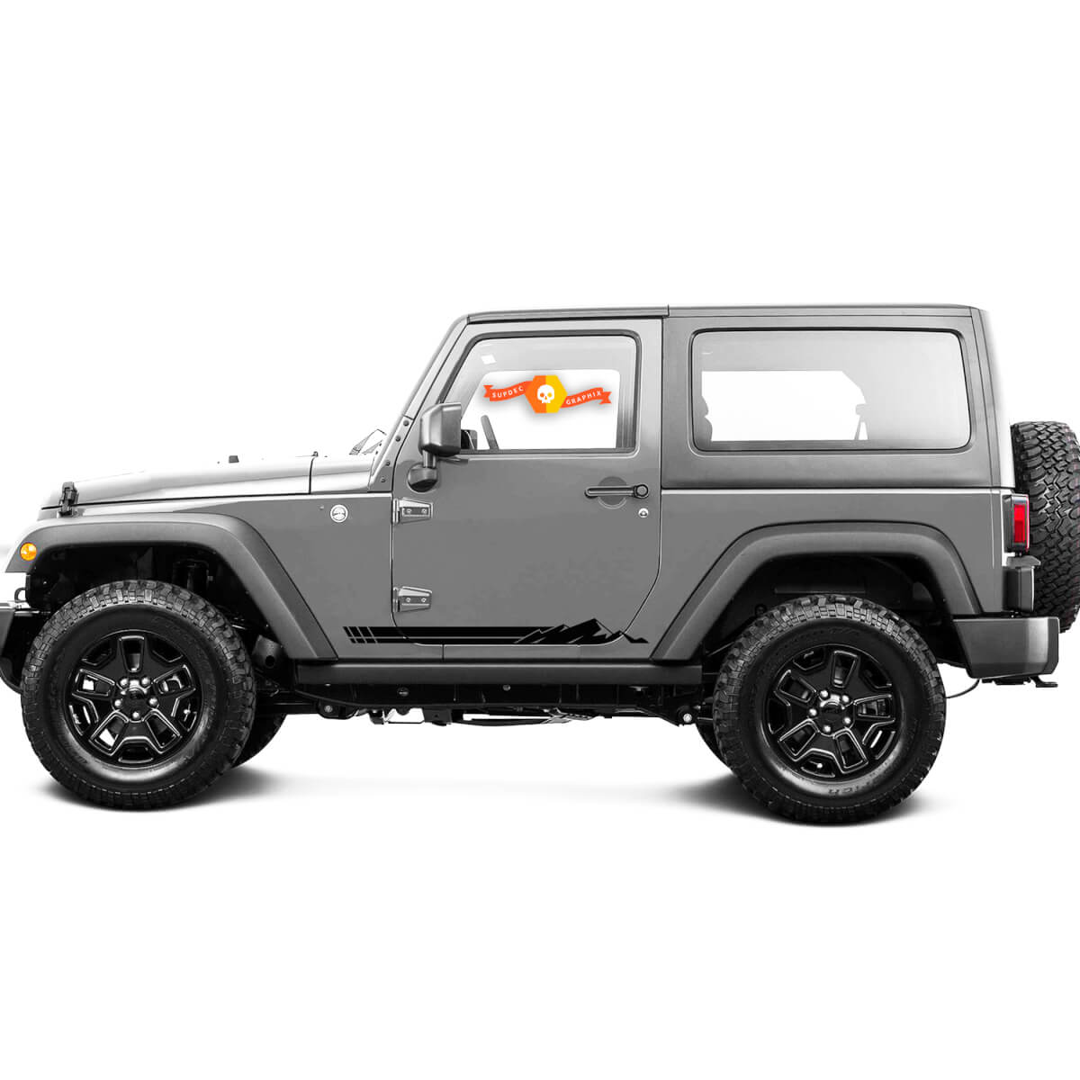 2 New Jeep Decal Sticker Panel Rocker Montañas Montañas Modernas de la puerta de aventura Puerta Graphics Wrangler
