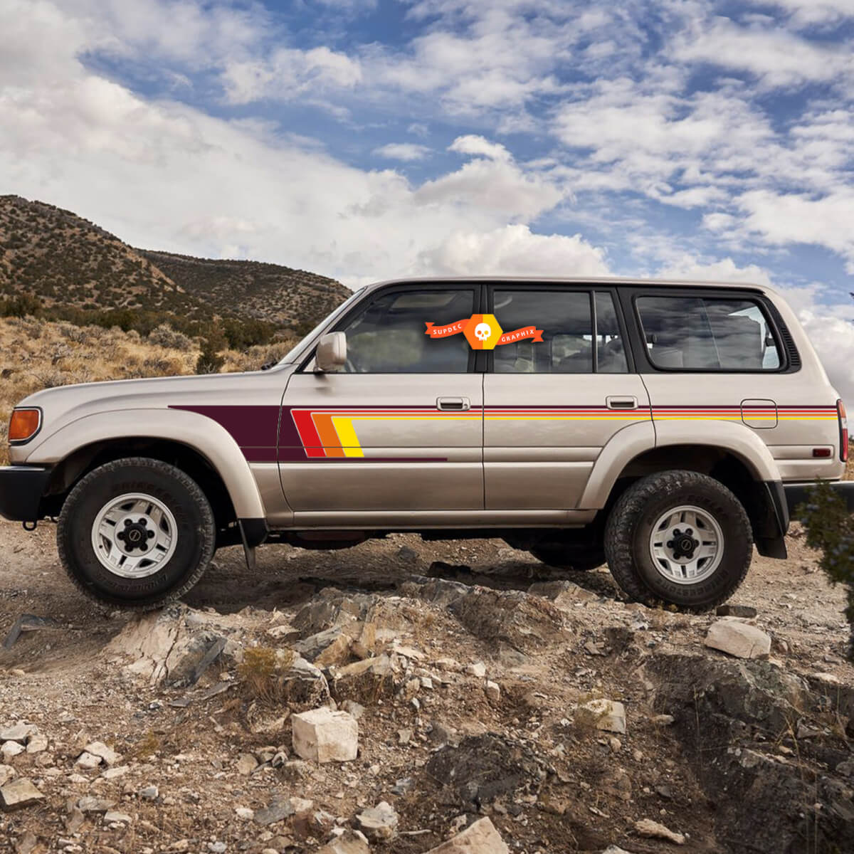 2x Land Cruiser TRD Puertas laterales Retro Stripe Vinyl calcomanías Pegatinas para Toyota Splash 4land Cruiser TRD