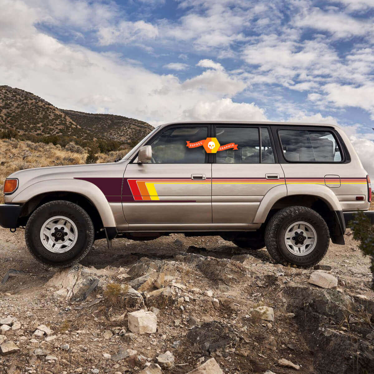 Kit de Vinilos con Rayas Retro Laterales para Toyota Land Cruiser