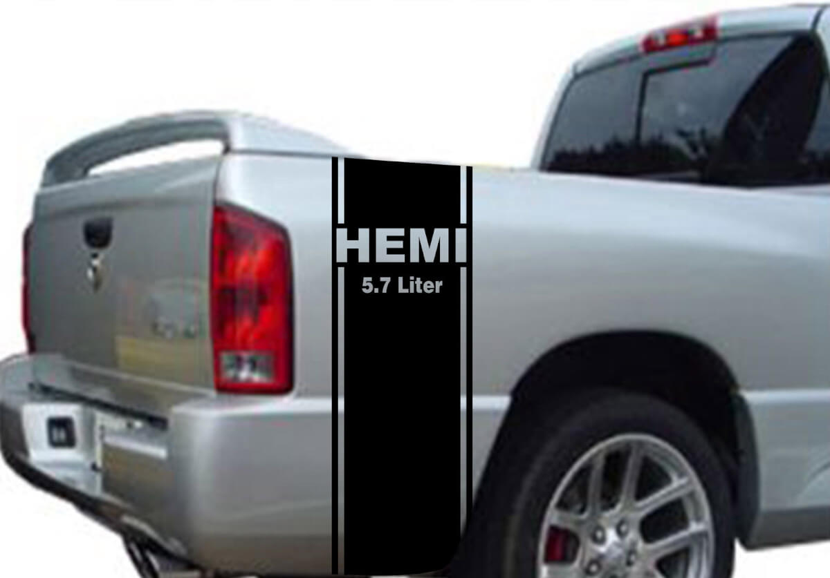 Calcomanía de vinilo con franjas laterales traseras Hemi 5.7L para Dodge Ram