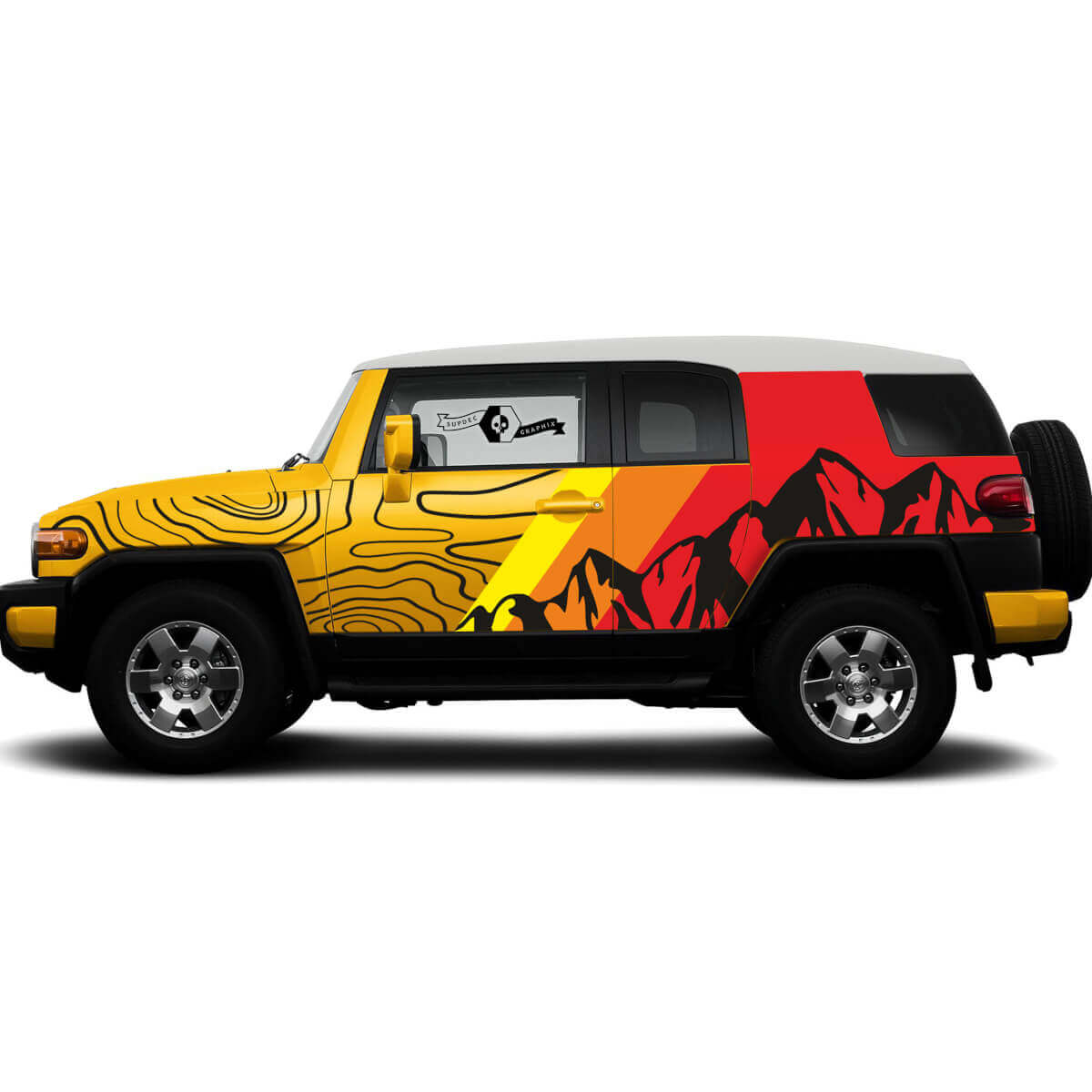 Kit de Calcomanía de Vinilo de Cuerpo Completo Vintage con Contorno de Montañas para Toyota FJ Cruiser