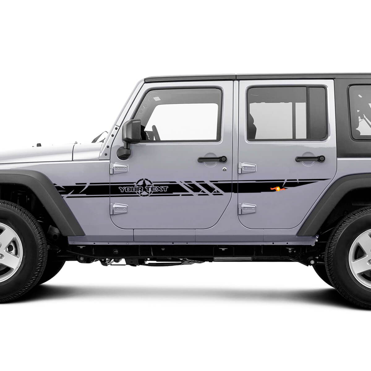 Kit de vinilos personalizados de rayas laterales con estrella de ejército desgastada para Jeep Wrangler