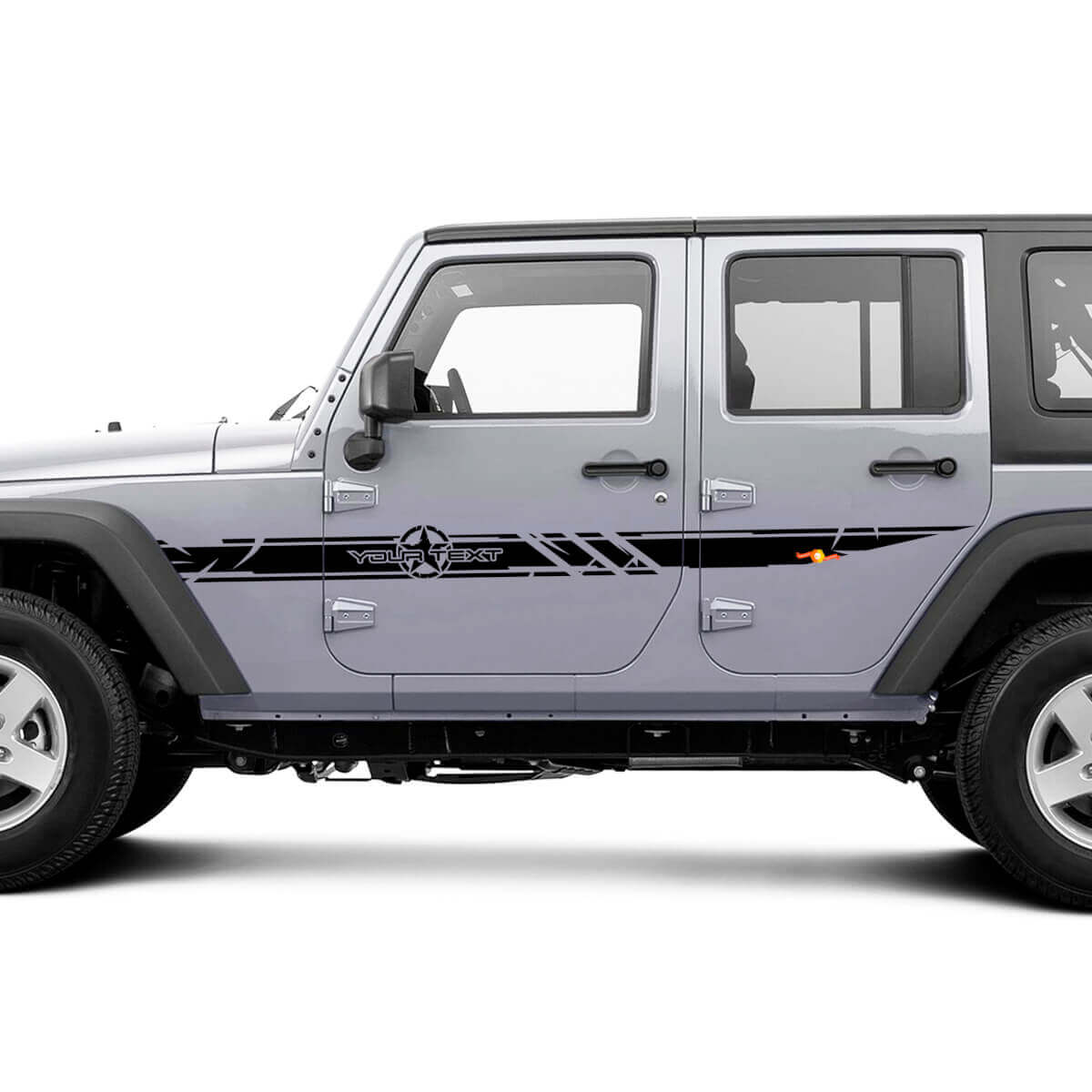 Juego de pegatinas de vinilo con rayas laterales de estrella del ejército personalizado style desgastado para Jeep Wrangler