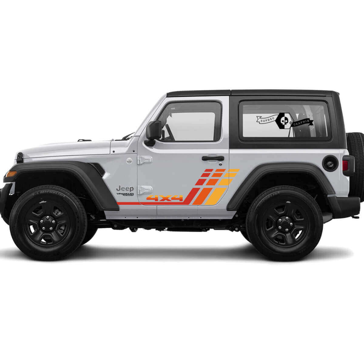 Kit de calcomanías de vinilo con franjas laterales Retro 4x4 para Jeep Wrangler 2 puertas