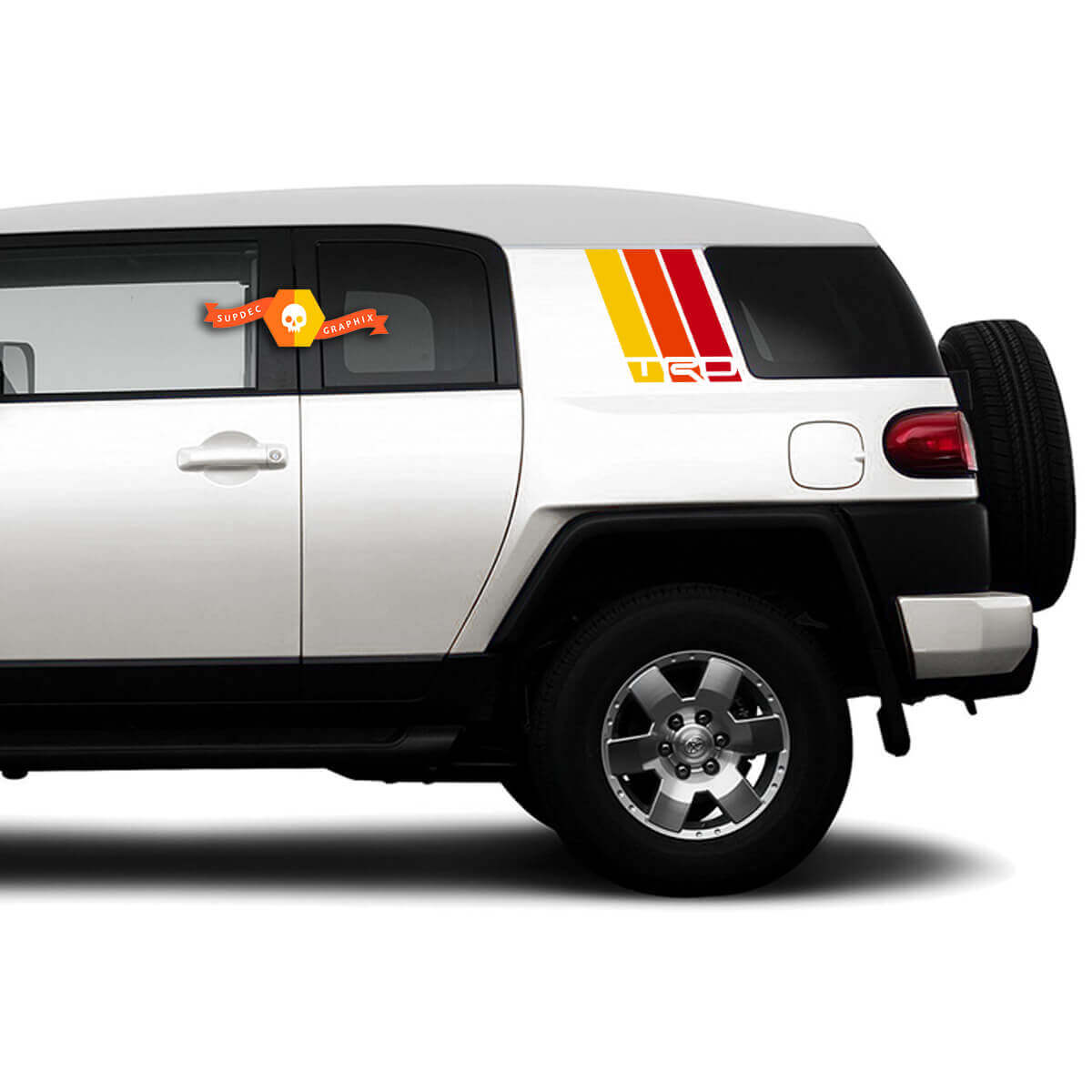 Kit de calcomanías de vinilo con franjas laterales traseras estilo retro TRD para Toyota FJ Cruiser