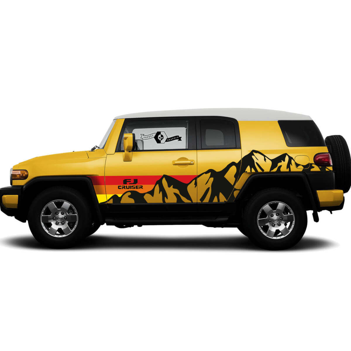 Pegatina Vinilo Lateral de Montañas y Rayas Vintage para Toyota FJ Cruiser