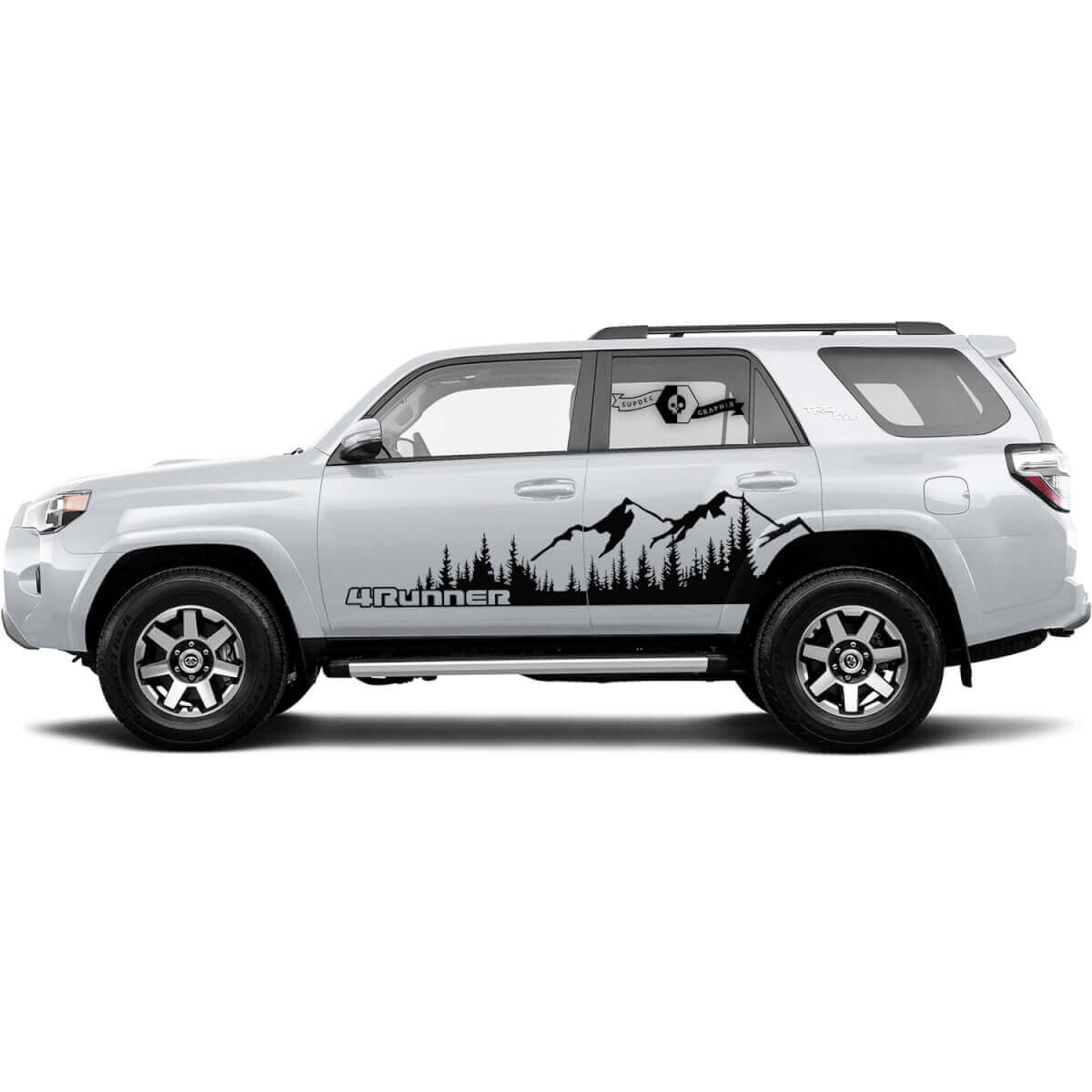 Adhesivo de vinilo lateral con paisaje de bosque y montañas para Toyota 4Runner