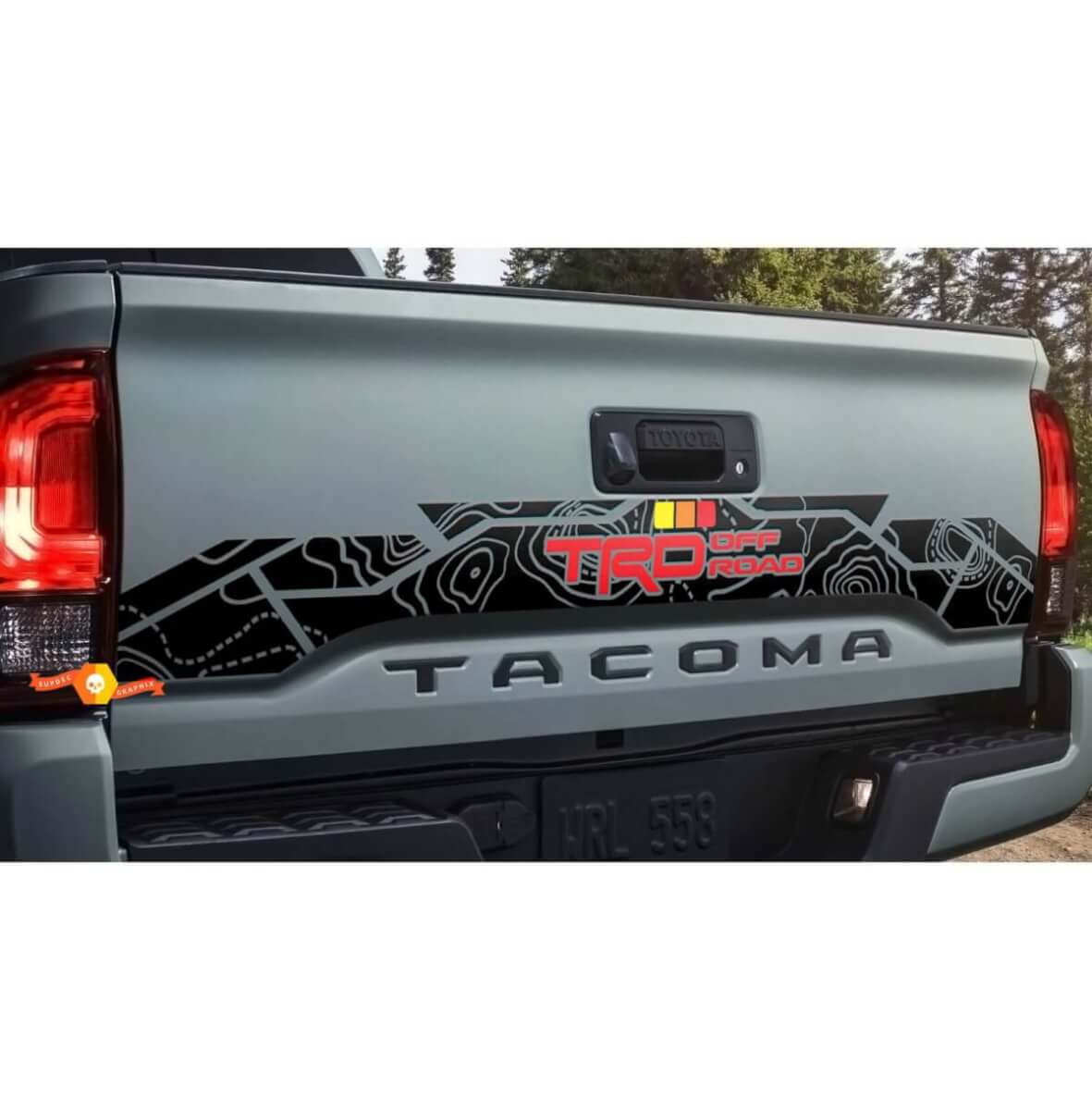 Calcomanía de Vinilo Topográfica TRD Off Road para Portón Trasero Toyota Tacoma 2016-2024