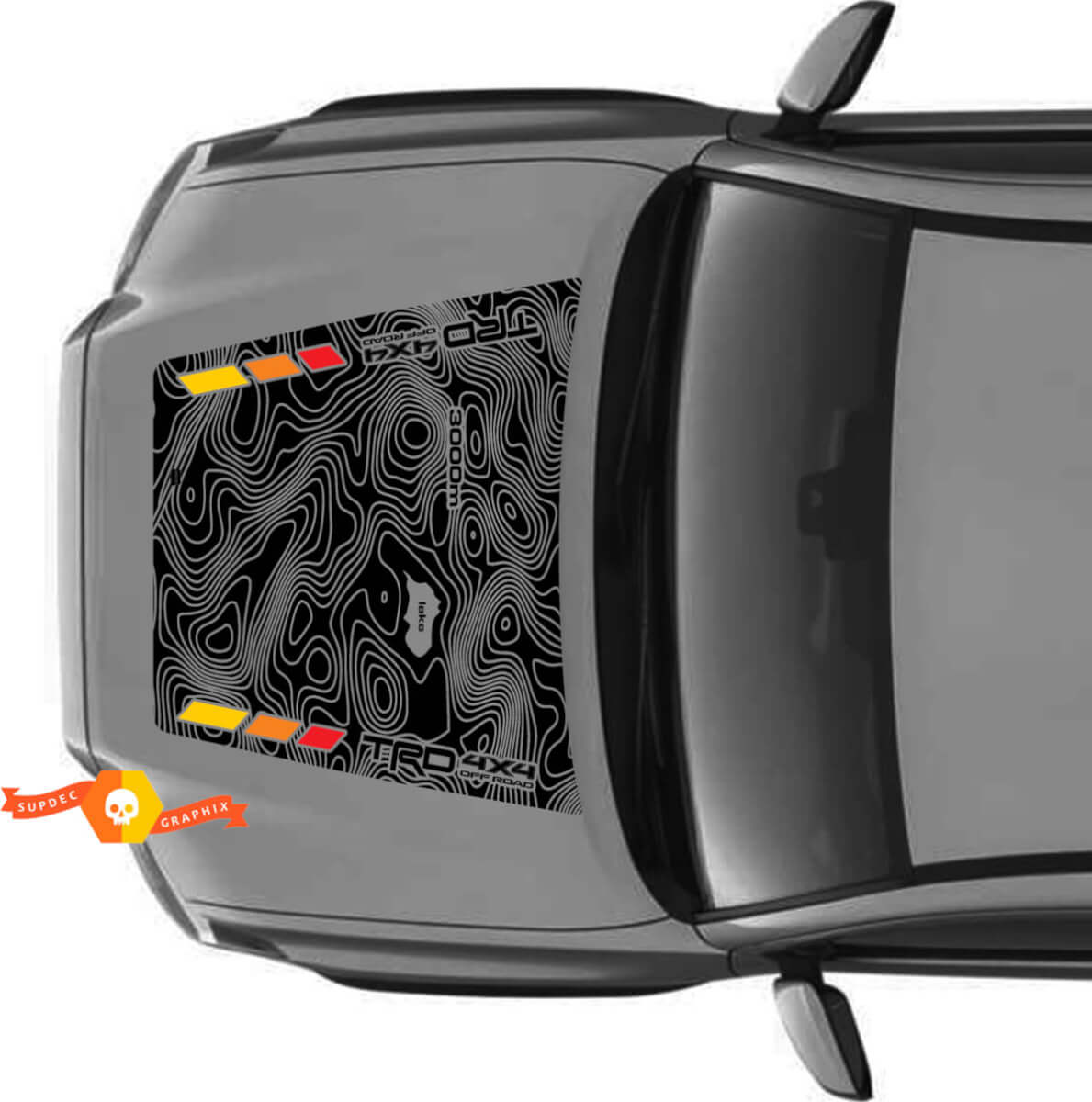 Capó TRD Off Road SIN SALIDA Mapa Topográfico Capó Rayas Vintage Pegatinas de Vinilo Calcomanía adecuada para modelos Toyota Tacoma 2016 - 2021
