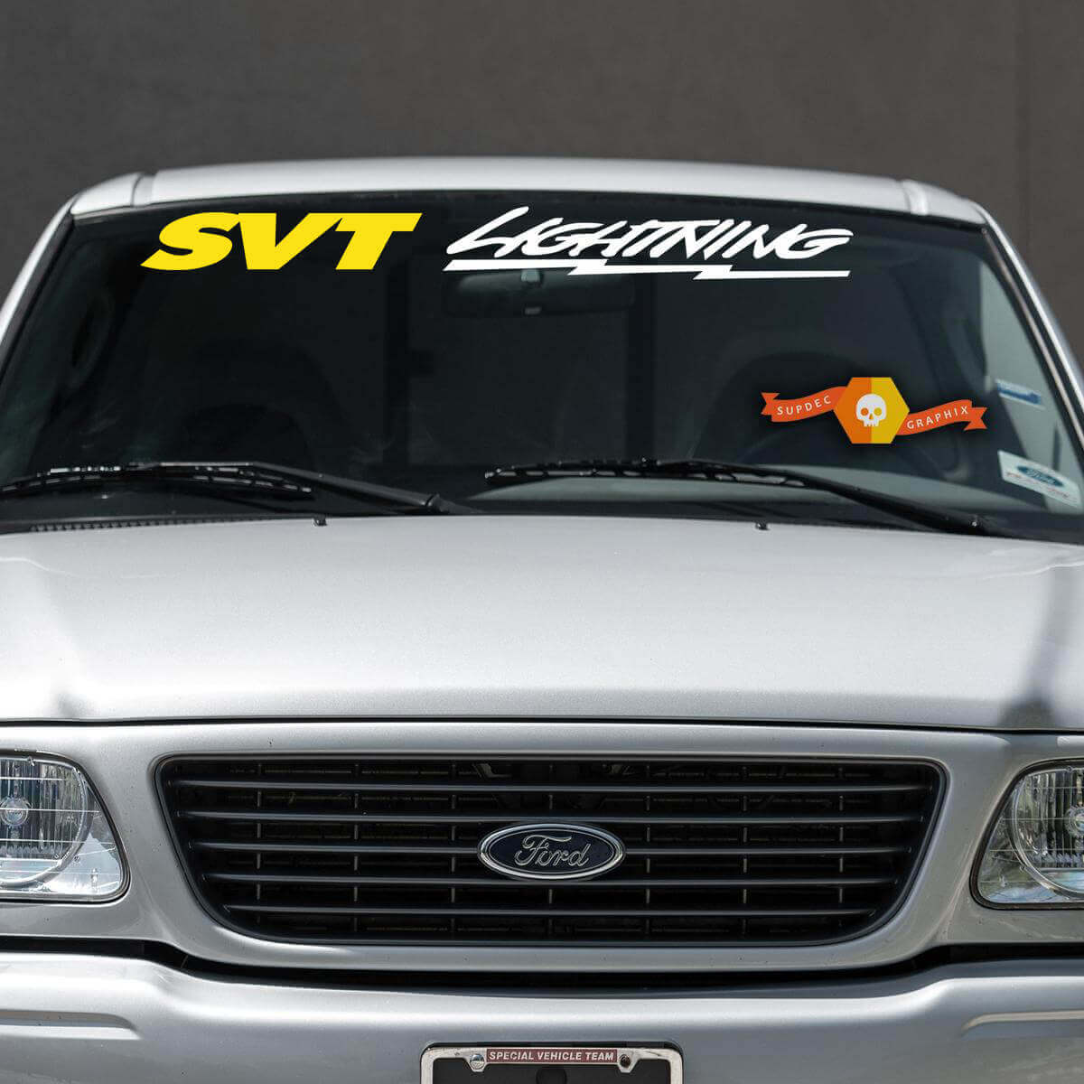 2 Colores - FORD - SVT LIGHTNING BANDA DE PARABRISAS adhesivo para ventana superior
