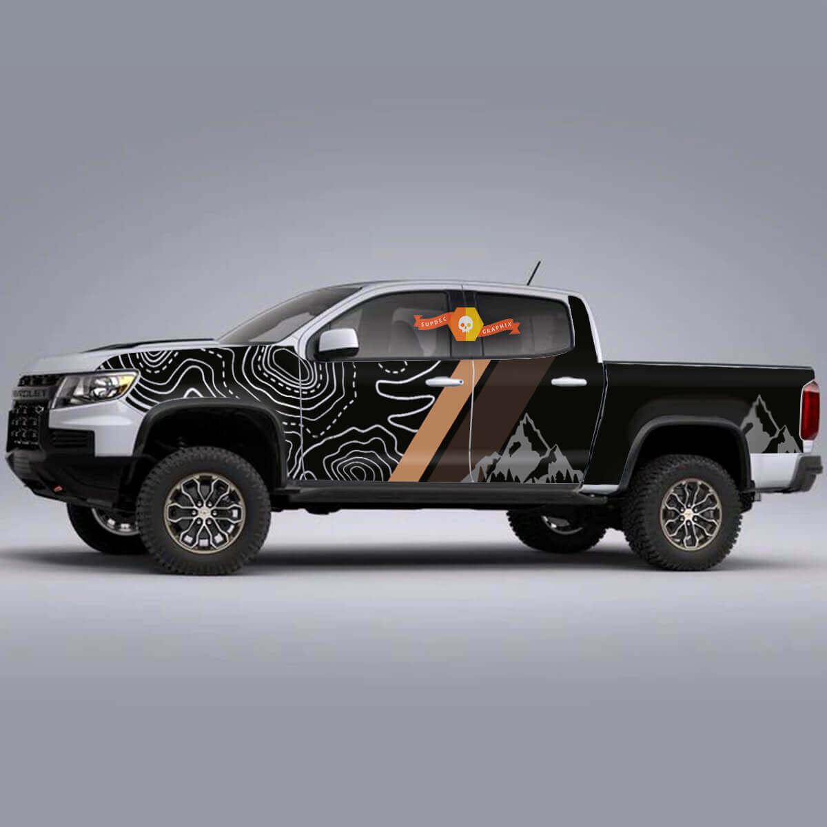 Kit de vinilo con diseño topográfico de montaña para Chevy Colorado ZR2