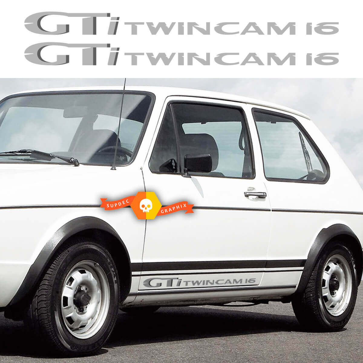 Juego de calcomanías laterales GTi Twin Cam 16 para Volkswagen Golf GTI Mk1