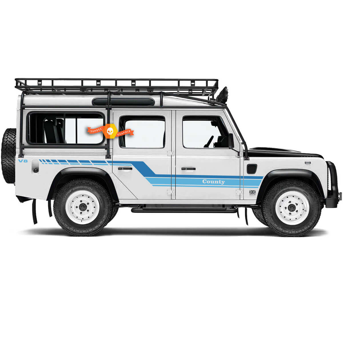 Calcomanía de vinilo lateral con rayas curvas retro para Land Rover Defender 110
