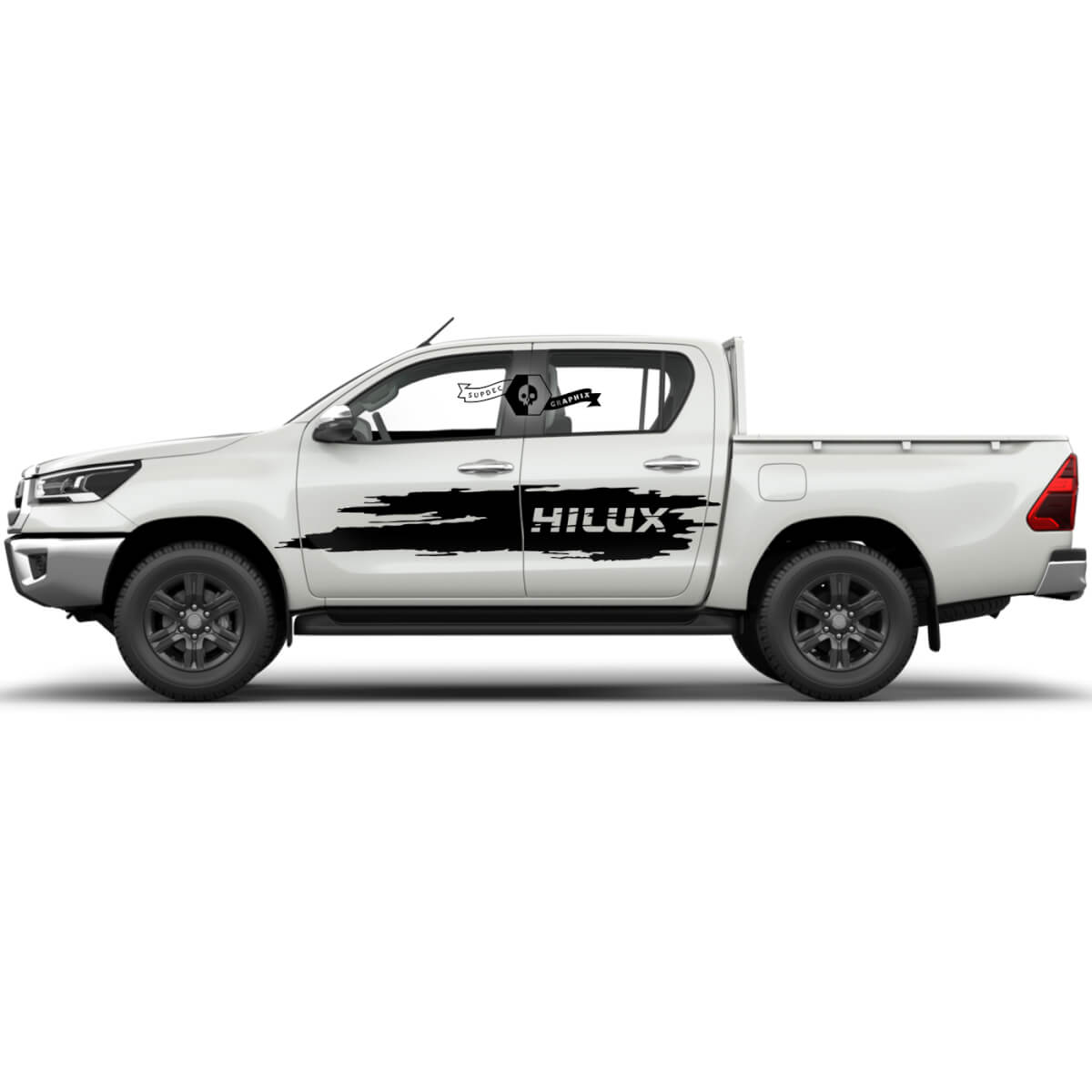 Combinar Toyota Hilux 2022 puertas de puertas laterales de franja de franja de envoltura angustiada gráfica de calcomanía