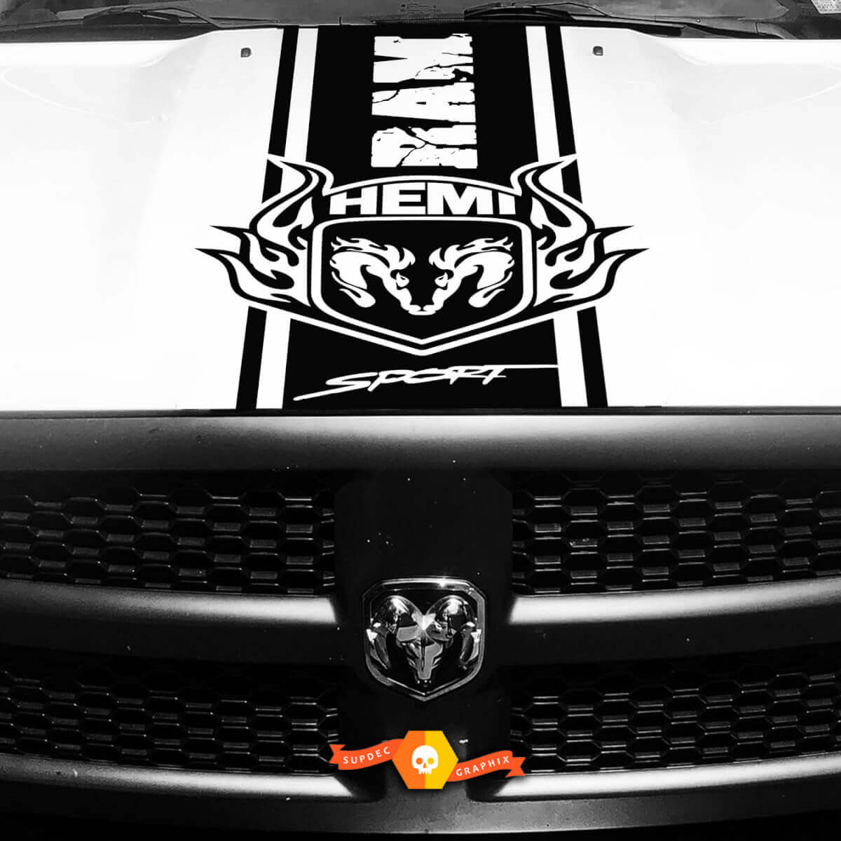 Vinilo adhesivo de franja en capó estilo envejecido HEMI Vinilo de franja para Dodge Ram
