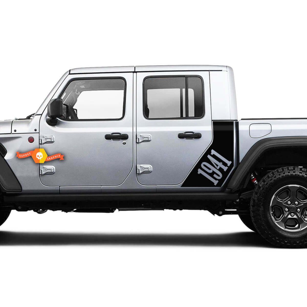 Calcomanía de vinilo del cuerpo del estilo de fábrica del adhesivo lateral Jeep Gladiator Side 1941 World War Sticker Decal Kit de rayas gráficas C 2018-2021
