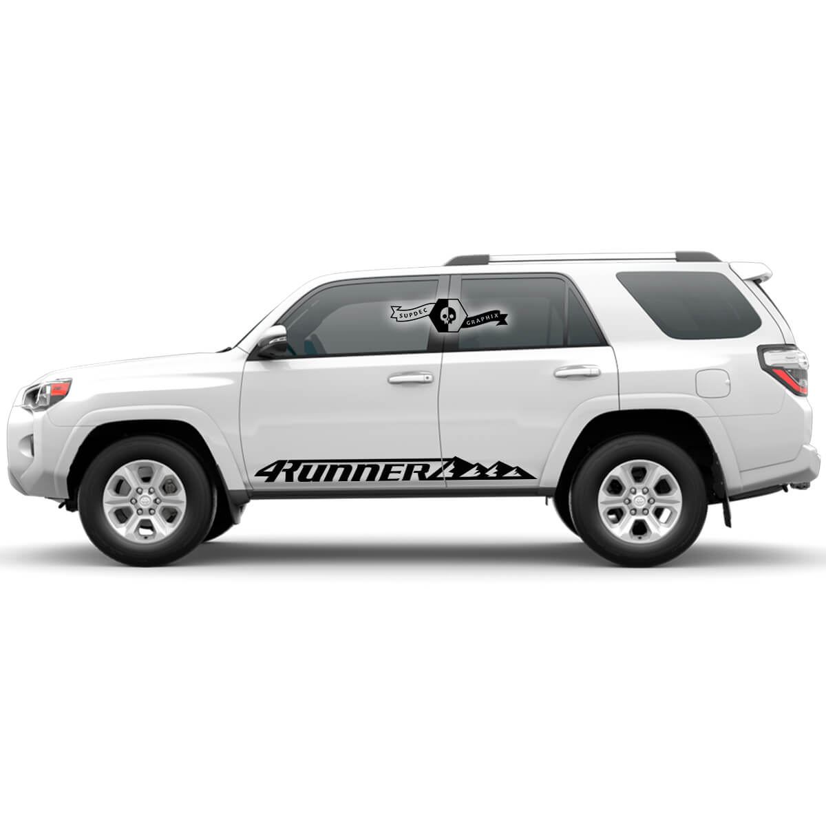 2x 4runner 2023 Puerta lateral Montañas Vinyl Montañas Panel de balancín calcomanías de rayas para Toyota 4Runner TRD