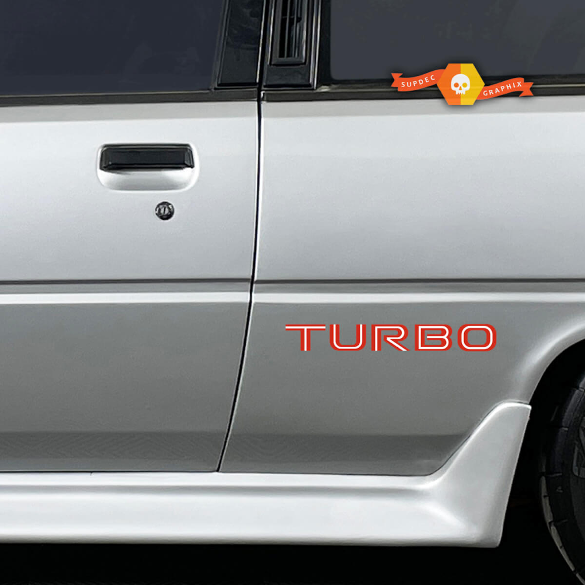 2x Mitsubishi Cordia Turbo Side Vinyl Body Docalas Gráficos de calcomanías 2 colores
